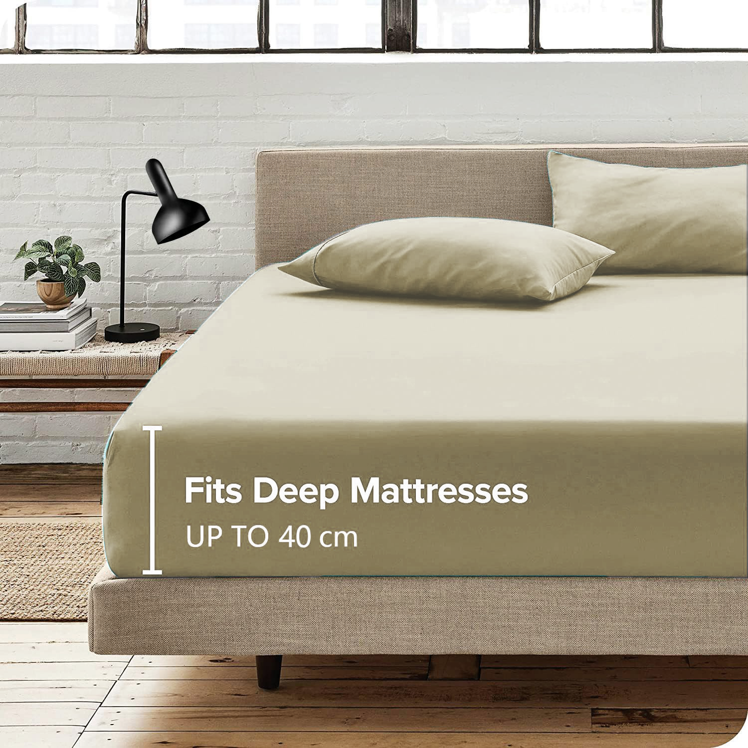 Hotel Quality Fitted Sheet - 1 Piece Fitted Sheet  -Breathable Bedding - Wrinkle, Fade, Stain Resistant- 16inch/40cm Deep Pocket Fitted Bed Sheet-Wrinkle and Fade Resistant,(Cream White,Double) - Image 2