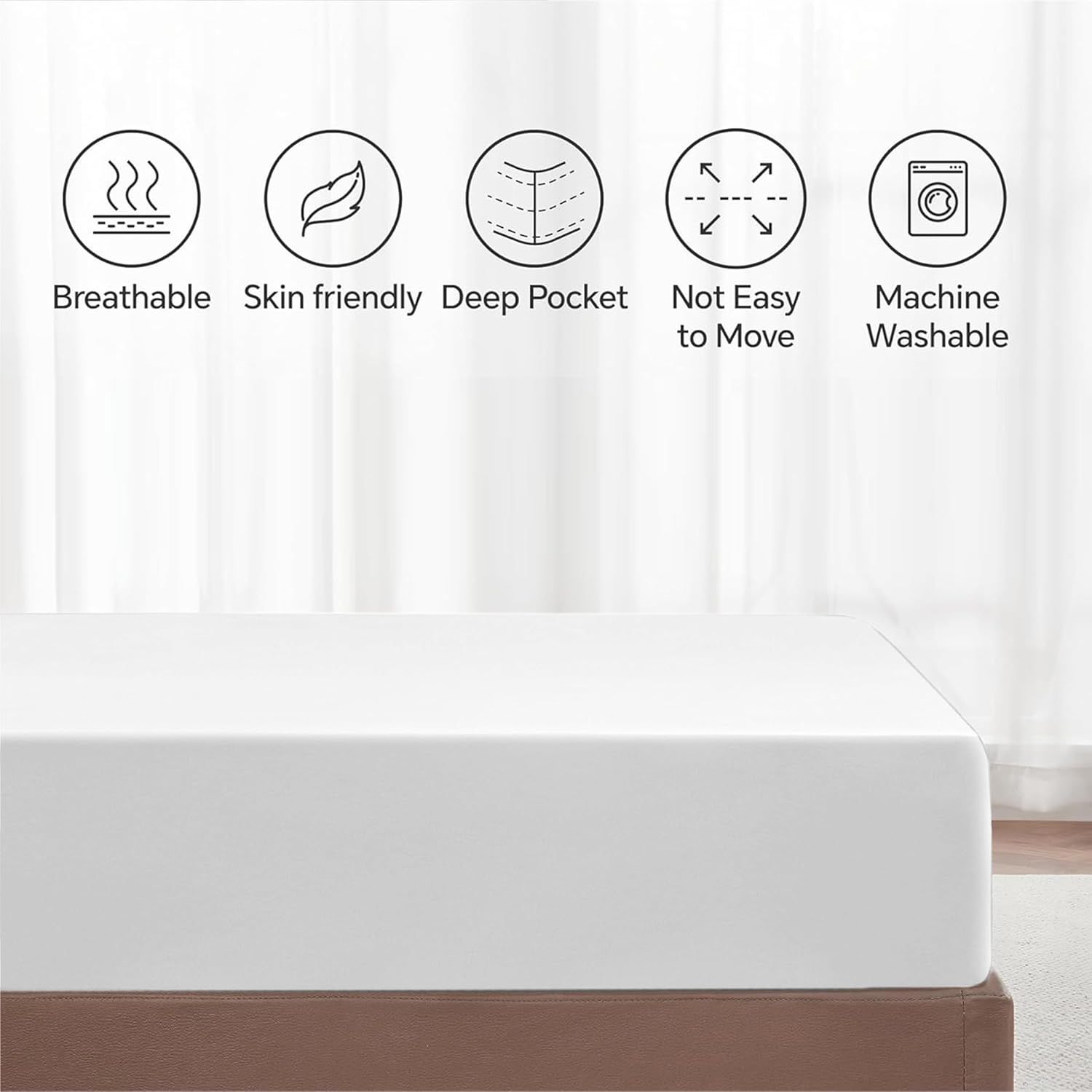 Hotel Quality Fitted Sheet - 1 Piece Fitted Sheet  -Breathable Bedding - Wrinkle, Fade, Stain Resistant- 16inch/40cm Deep Pocket Fitted Bed Sheet-Wrinkle and Fade Resistant,(White,King Single) - Image 6