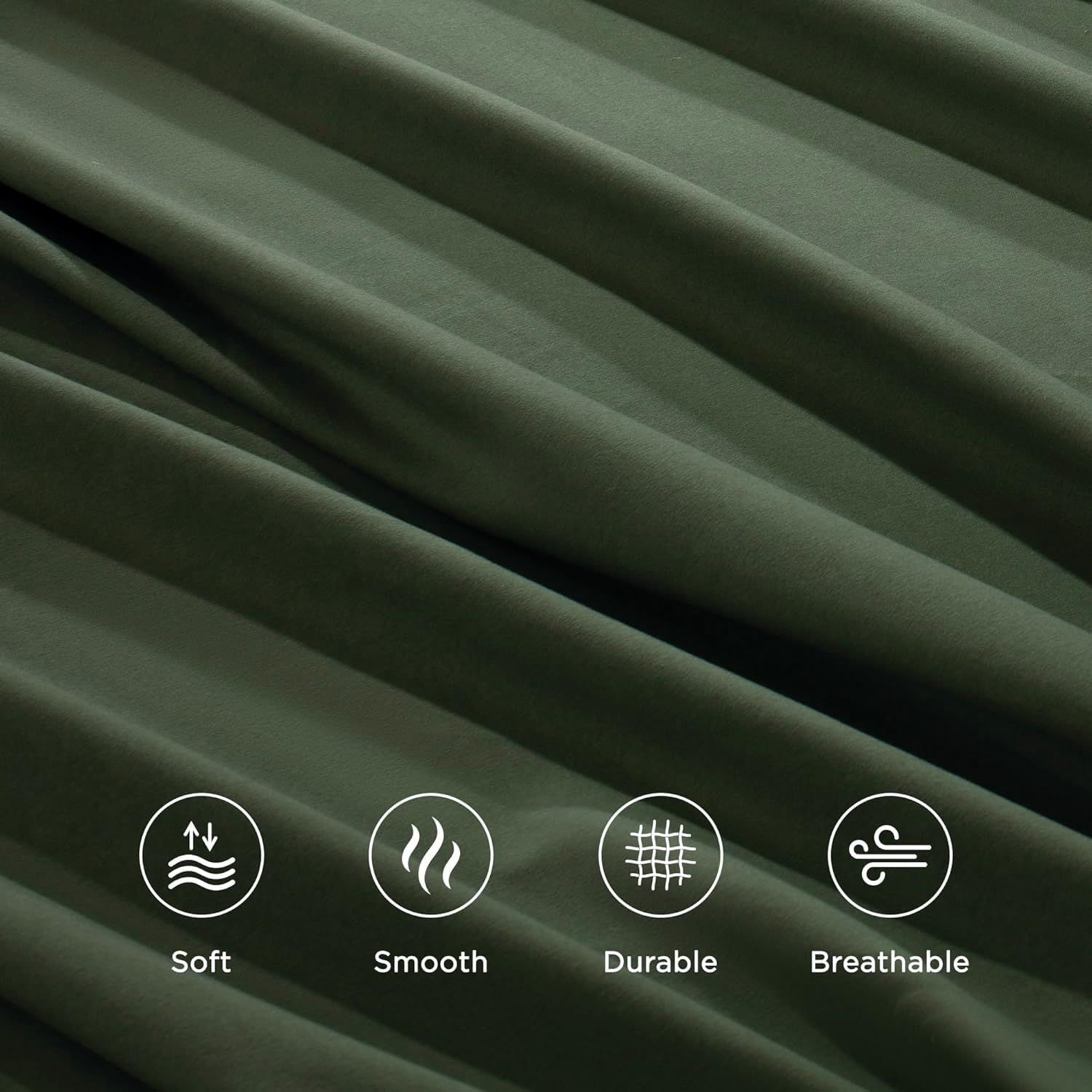 Hotel Quality Fitted Sheet - 1 Piece Fitted Sheet  -Breathable Bedding - Wrinkle, Fade, Stain Resistant- 16inch/40cm Deep Pocket Fitted Bed Sheet-Wrinkle and Fade Resistant,(Olive green,Queen) - Image 3