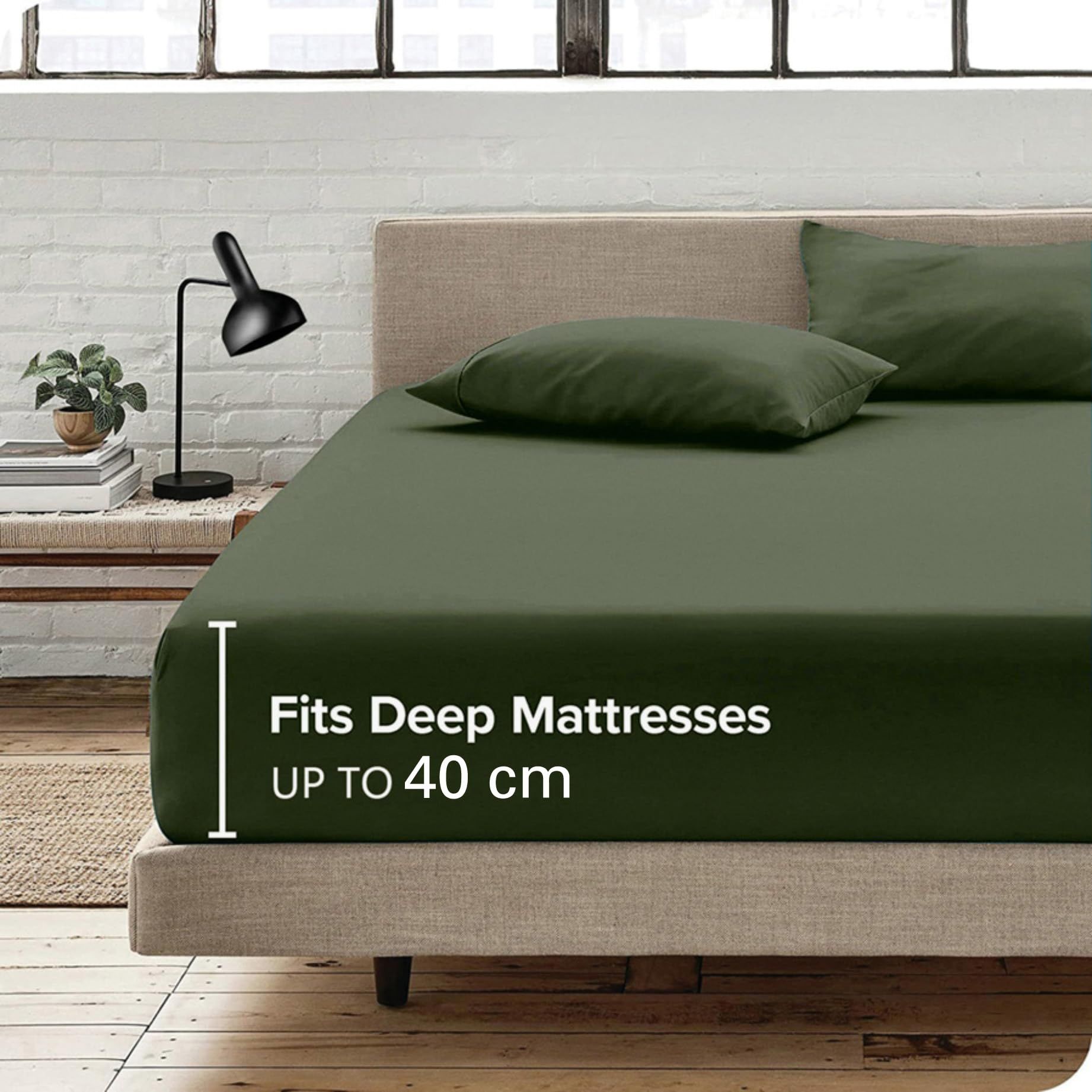 Hotel Quality Fitted Sheet - 1 Piece Fitted Sheet  -Breathable Bedding - Wrinkle, Fade, Stain Resistant- 16inch/40cm Deep Pocket Fitted Bed Sheet-Wrinkle and Fade Resistant,(Olive green,Queen) - Image 4