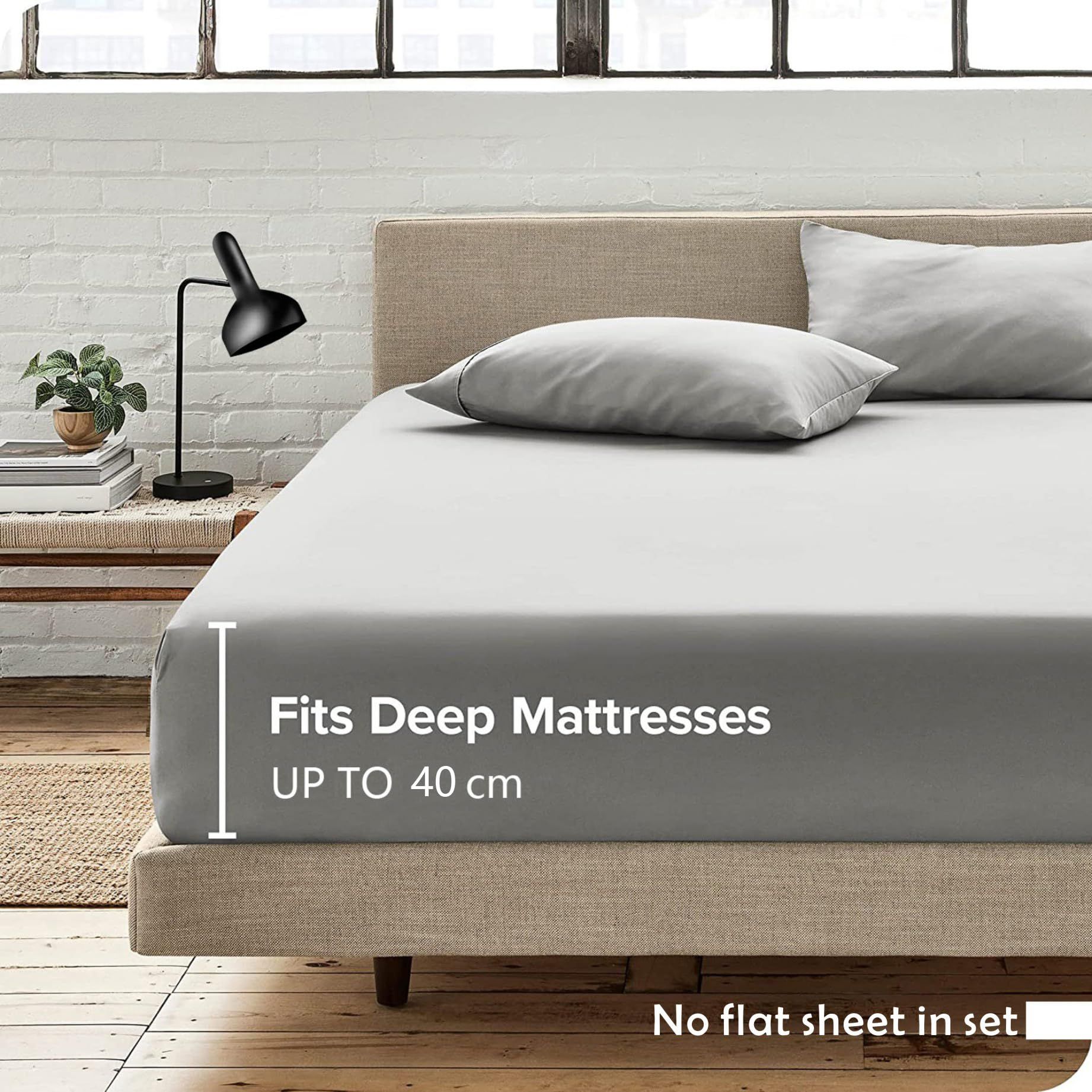 Hotel Quality Fitted Sheet - 1 Piece Fitted Sheet  -Breathable Bedding - Wrinkle, Fade, Stain Resistant- 16inch/40cm Deep Pocket Fitted Bed Sheet-Wrinkle and Fade Resistant,(Silver-gray,Queen) - Image 5