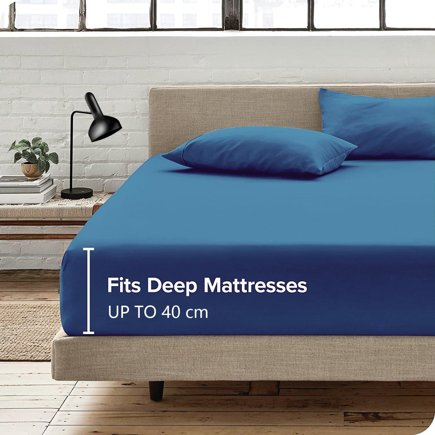 Hotel Quality Fitted Sheet - 1 Piece Fitted Sheet  -Breathable Bedding - Wrinkle, Fade, Stain Resistant- 16inch/40cm Deep Pocket Fitted Bed Sheet-Wrinkle and Fade Resistant,(Ocean,Single) - Image 2
