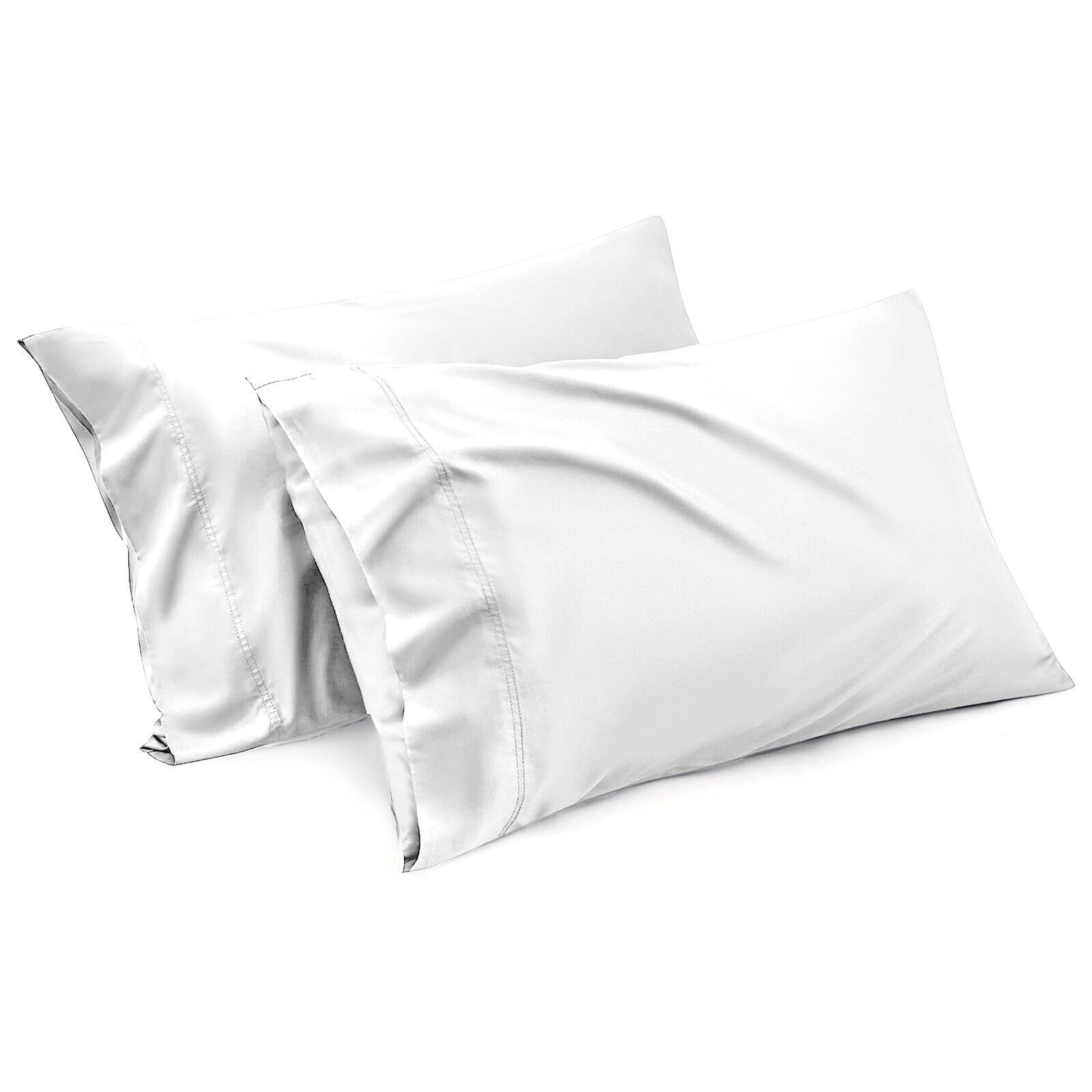 1000TC Ultra Soft Microfiber Pillowcases,Pair of Standard Pillow Covers,（White, Standard Size, 48x74 cm) - Image 1