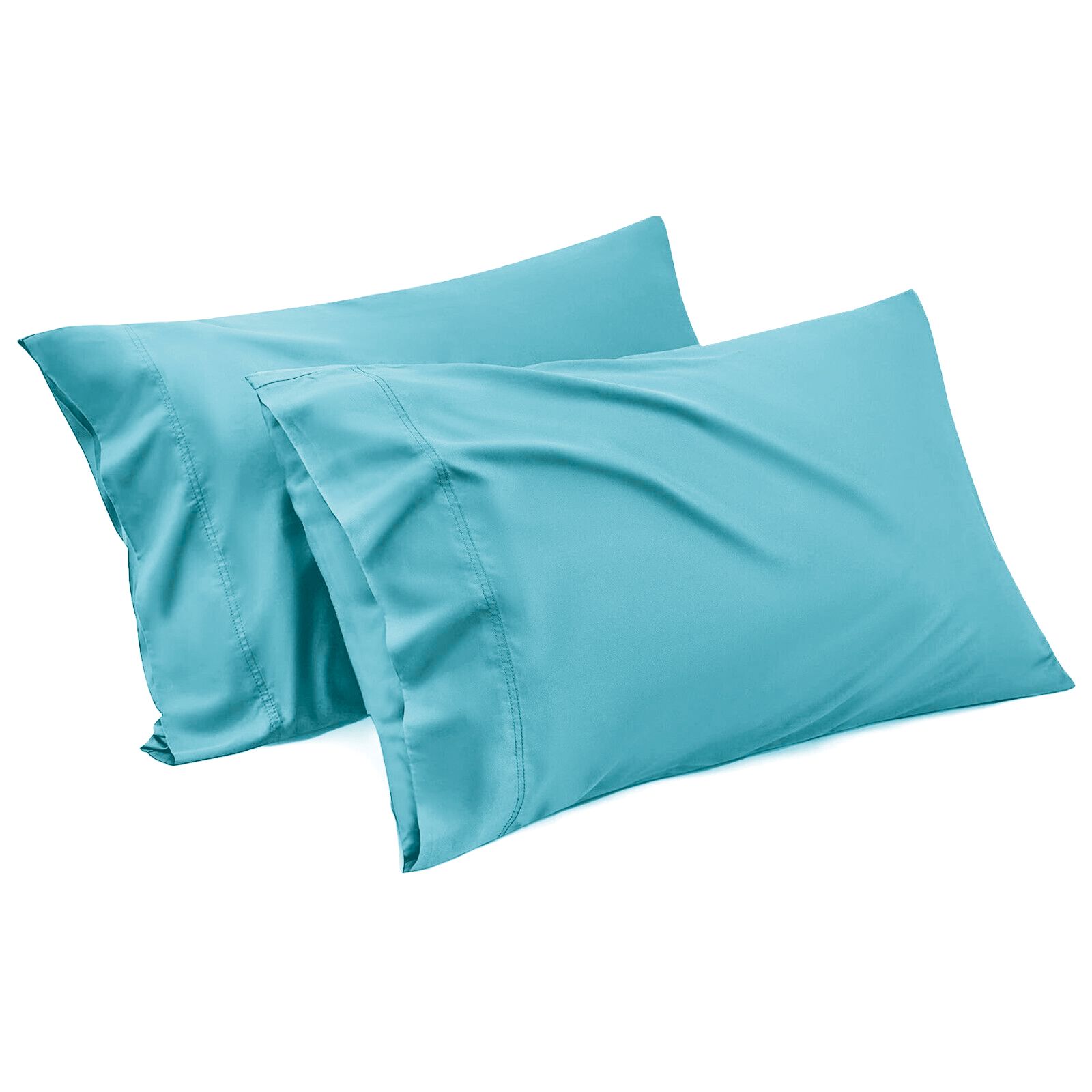 1000TC Ultra Soft Microfiber Pillowcases,Pair of Standard Pillow Covers,（ice blue, Standard Size, 48x74 cm) - Image 1