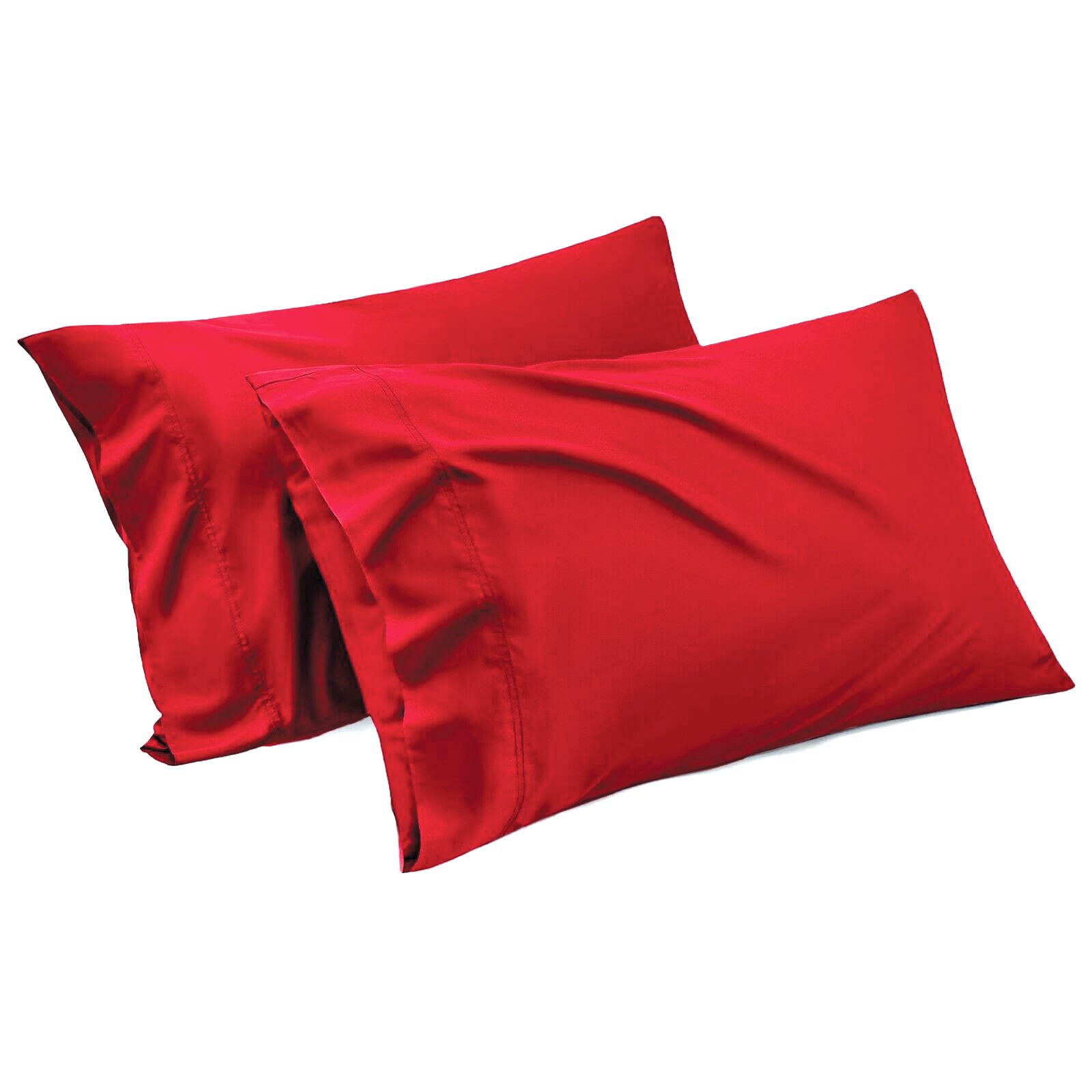 1000TC Ultra Soft Microfiber Pillowcases,Pair of Standard Pillow Covers,（red, Standard Size, 48x74 cm) - Image 1
