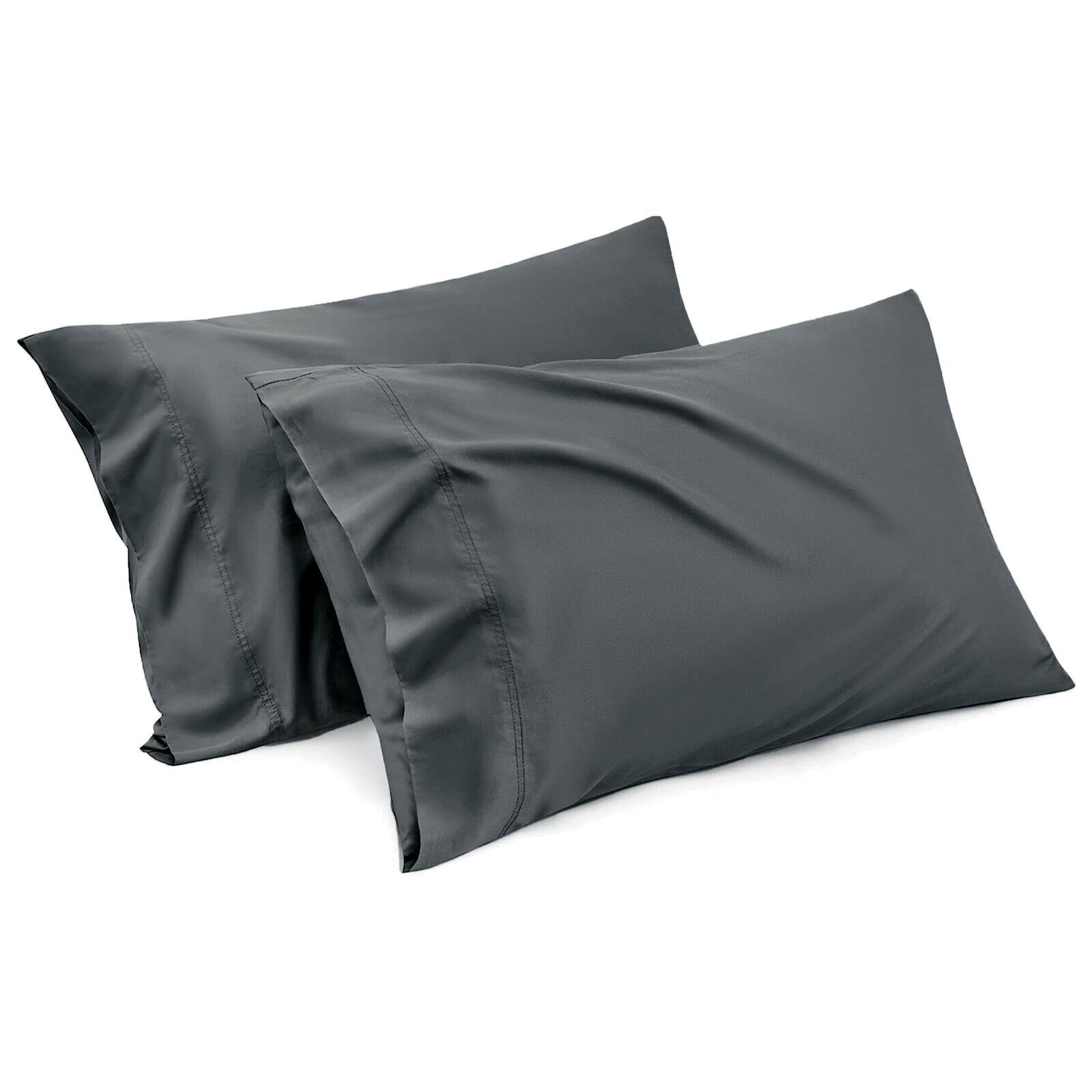 1000TC Ultra Soft Microfiber Pillowcases,Pair of Standard Pillow Covers,（Dark gray, Standard Size, 48x74 cm) - Image 1