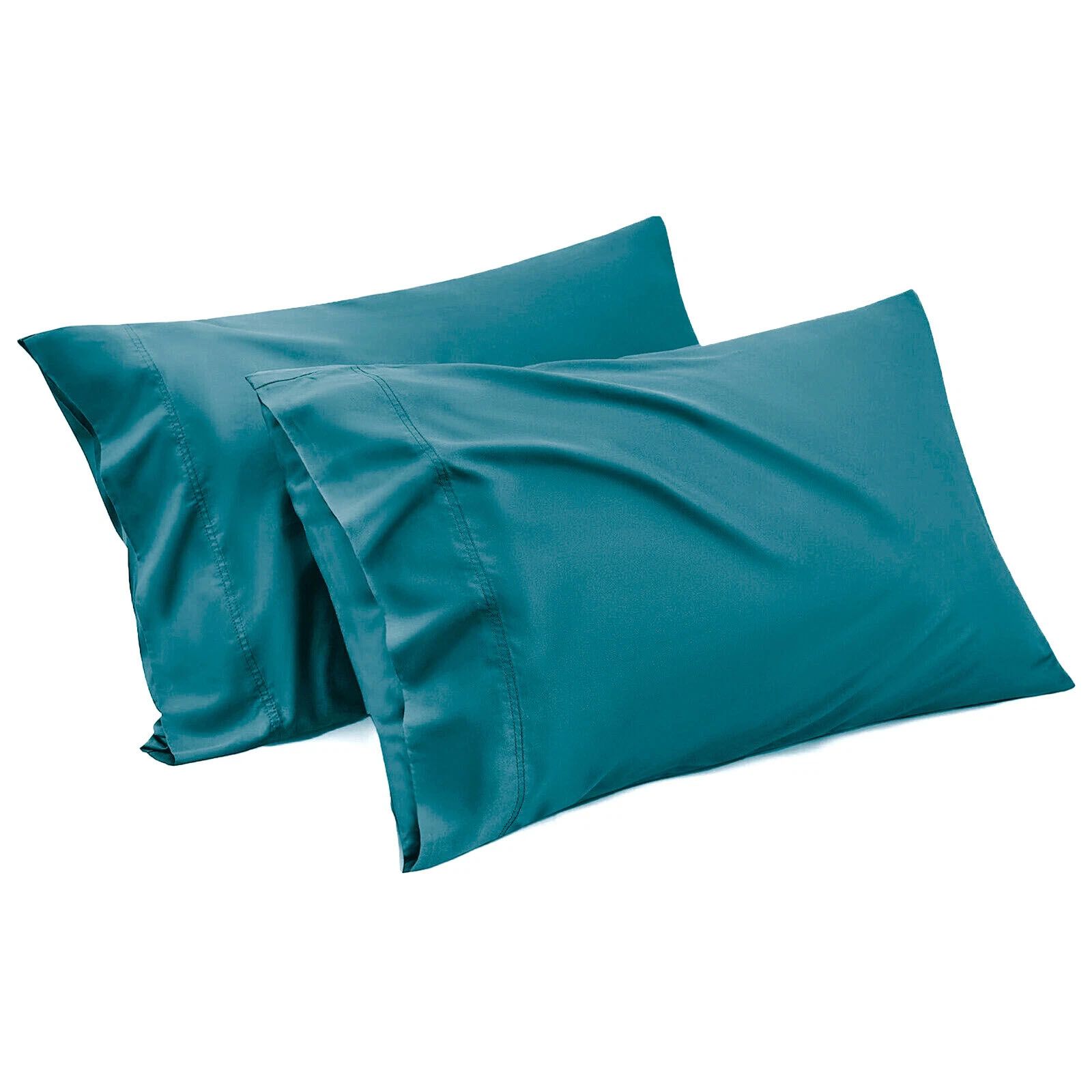 1000TC Ultra Soft Microfiber Pillowcases,Pair of Standard Pillow Covers,（Blue green, Standard Size, 48x74 cm) - Image 1