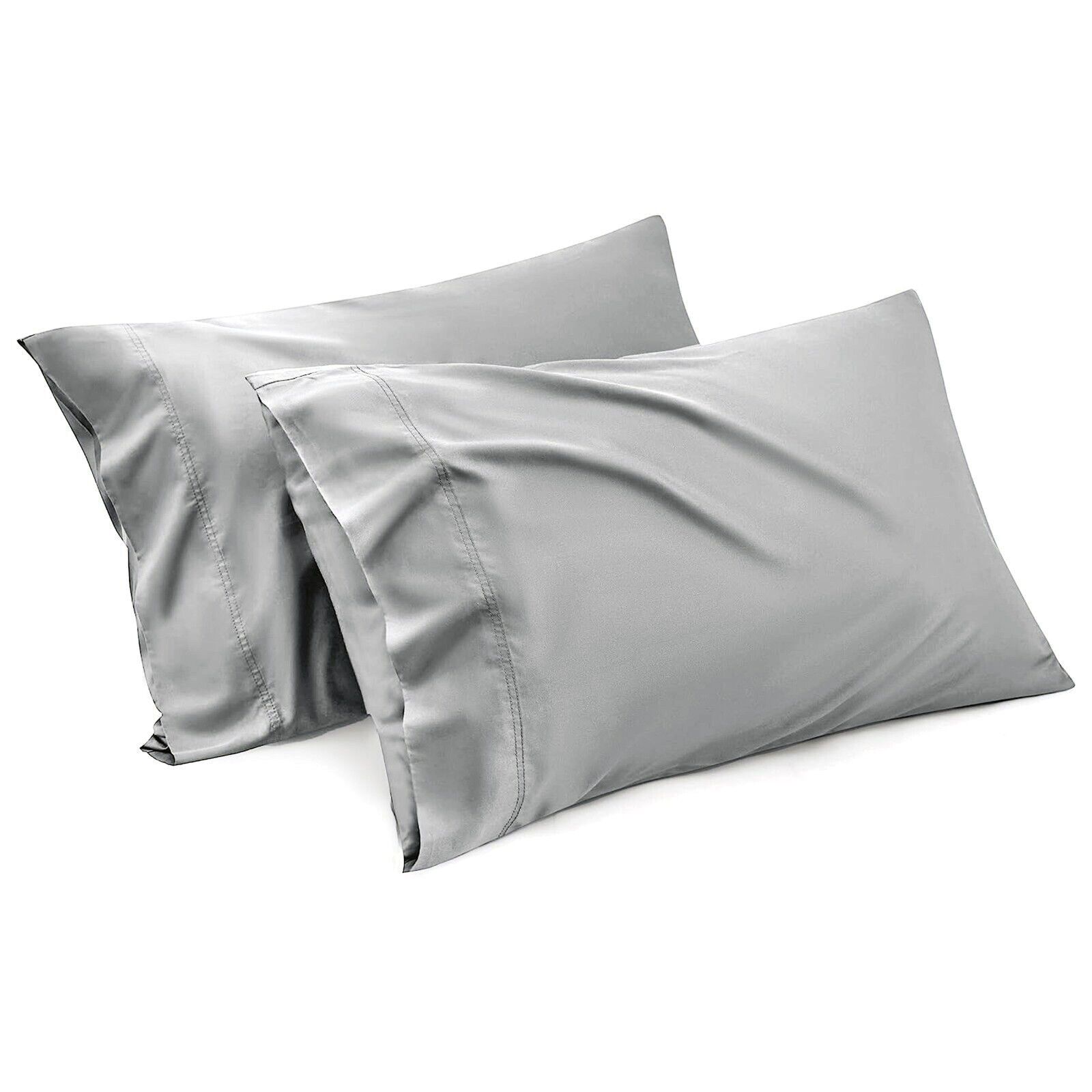 1000TC Ultra Soft Microfiber Pillowcases,Pair of Standard Pillow Covers,（Silver-gray, Standard Size, 48x74 cm) - Image 1