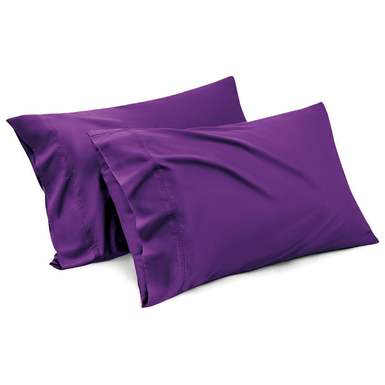 1000TC Ultra Soft Microfiber Pillowcases,Pair of Standard Pillow Covers,（purple, Standard Size, 48x74 cm) - Image 1