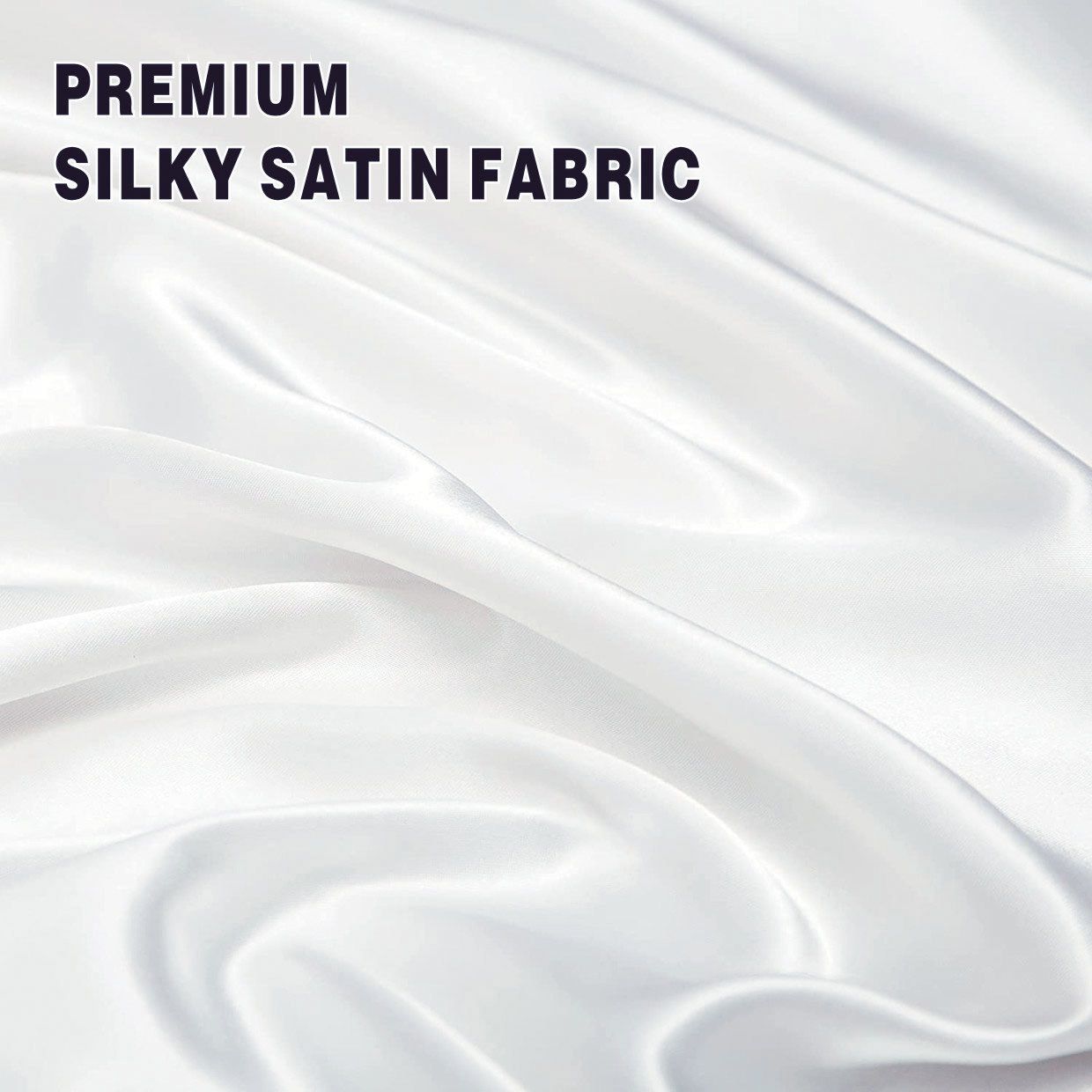 Art Silk Satin Sheet Set Hotel 4 Pieces Fitted/Flat Sheet Bedding Set-Luxury Soft Silky Sheets for Hair and Skin, Similar to Silk Bed Sheets Set 4 Pieces(Double,White) - Image 4