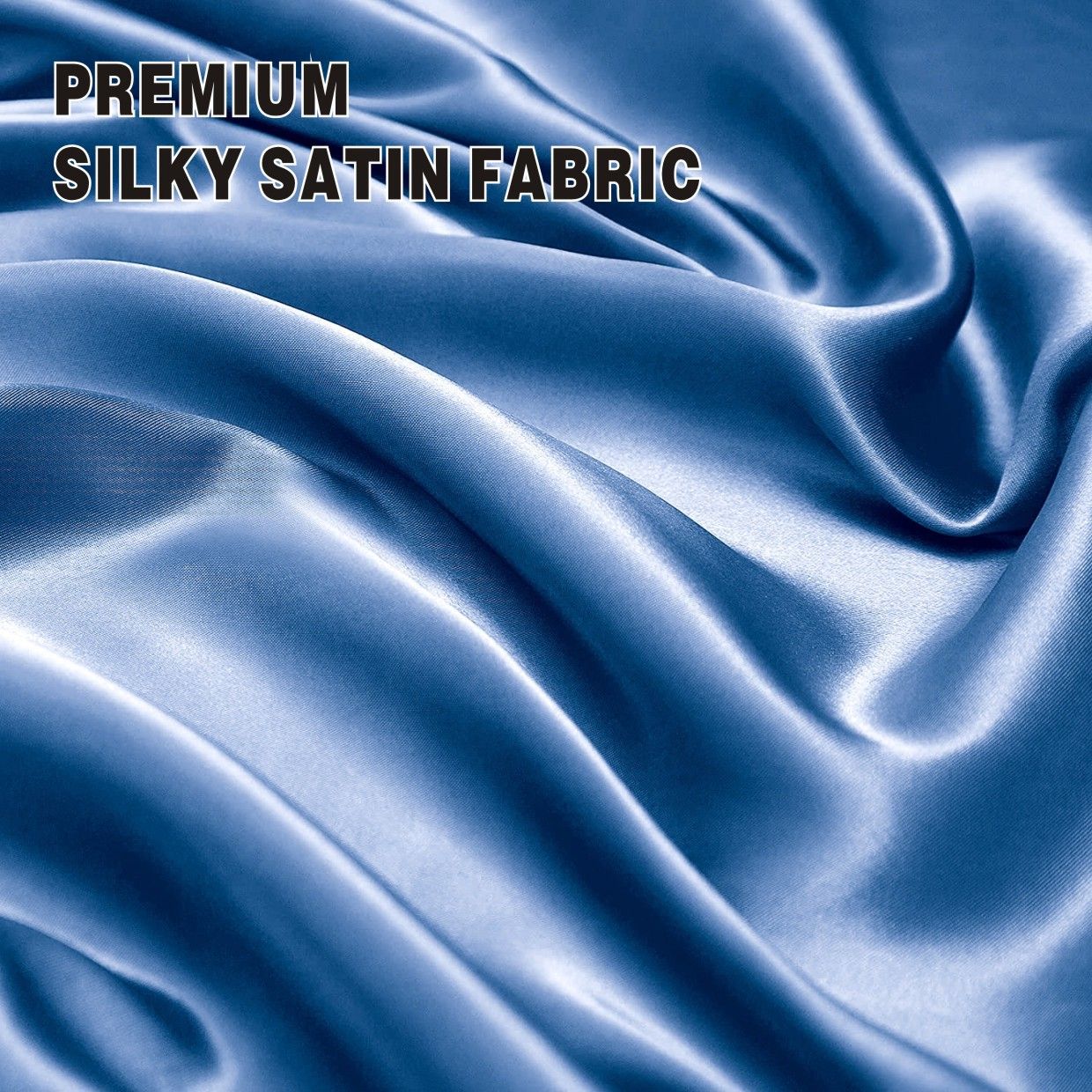 Art Silk Satin Sheet Set Hotel 4 Pieces Fitted/Flat Sheet Bedding Set-Luxury Soft Silky Sheets for Hair and Skin, Similar to Silk Bed Sheets Set 4 Pieces(Queen,Ocean) - Image 2