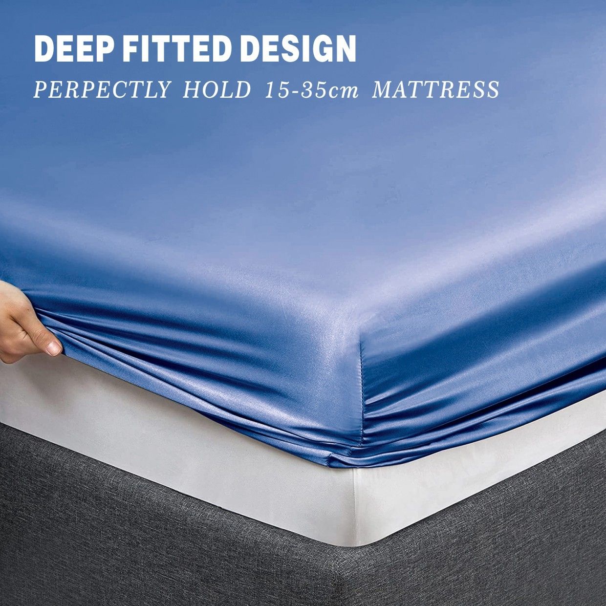 Art Silk Satin Sheet Set Hotel 4 Pieces Fitted/Flat Sheet Bedding Set-Luxury Soft Silky Sheets for Hair and Skin, Similar to Silk Bed Sheets Set 4 Pieces(Super King,Ocean) - Image 3