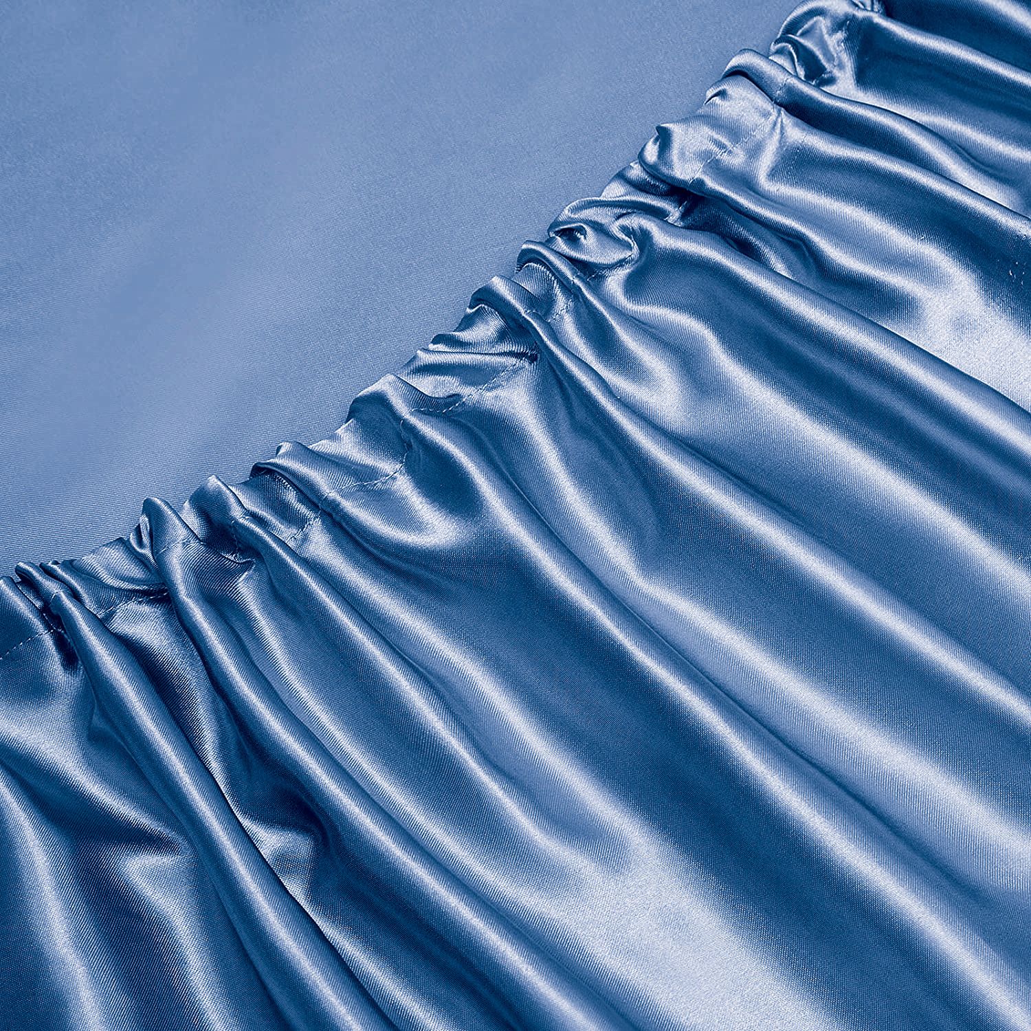 Art Silk Satin Sheet Set Hotel 4 Pieces Fitted/Flat Sheet Bedding Set-Luxury Soft Silky Sheets for Hair and Skin, Similar to Silk Bed Sheets Set 4 Pieces(Super King,Ocean) - Image 4
