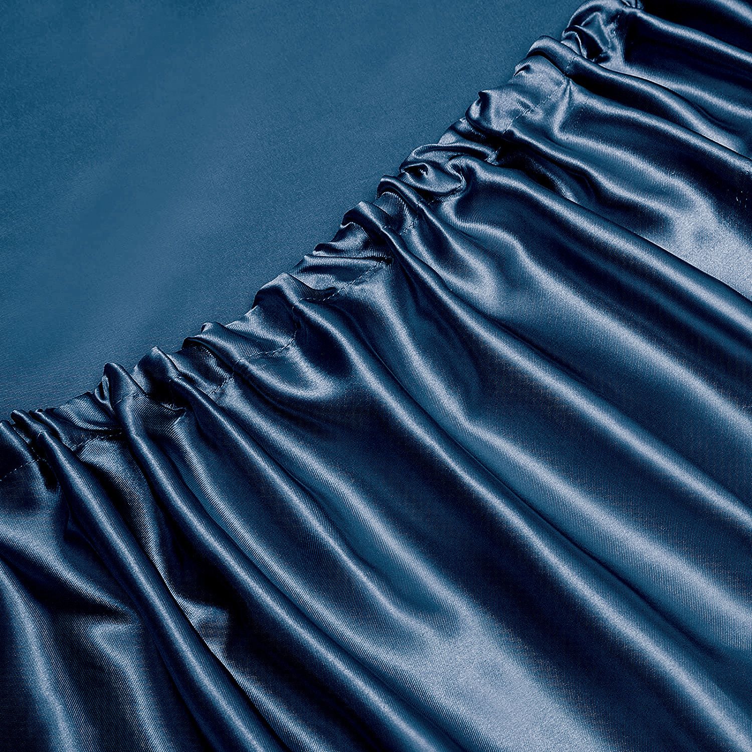 Art Silk Satin Sheet Set Hotel 4 Pieces Fitted/Flat Sheet Bedding Set-Luxury Soft Silky Sheets for Hair and Skin, Similar to Silk Bed Sheets Set 4 Pieces(Super King,Navy) - Image 4