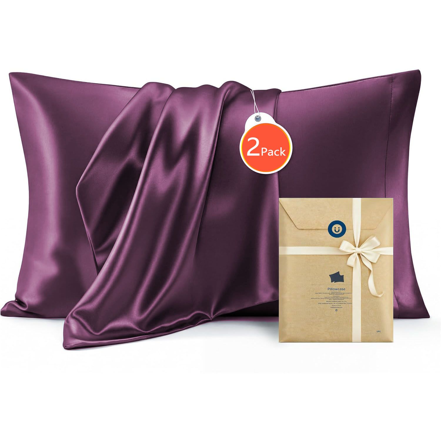 Silk Pillowcase for Hair and Skin Mulberry Silk Pillowcase Soft Breathable Smooth Both Sided Natural Silk Pillowcase with Envelope pocket Beauty Sleep Silk Pillow Case for Gift (2 Pack, Standard, Purple) - Image 1
