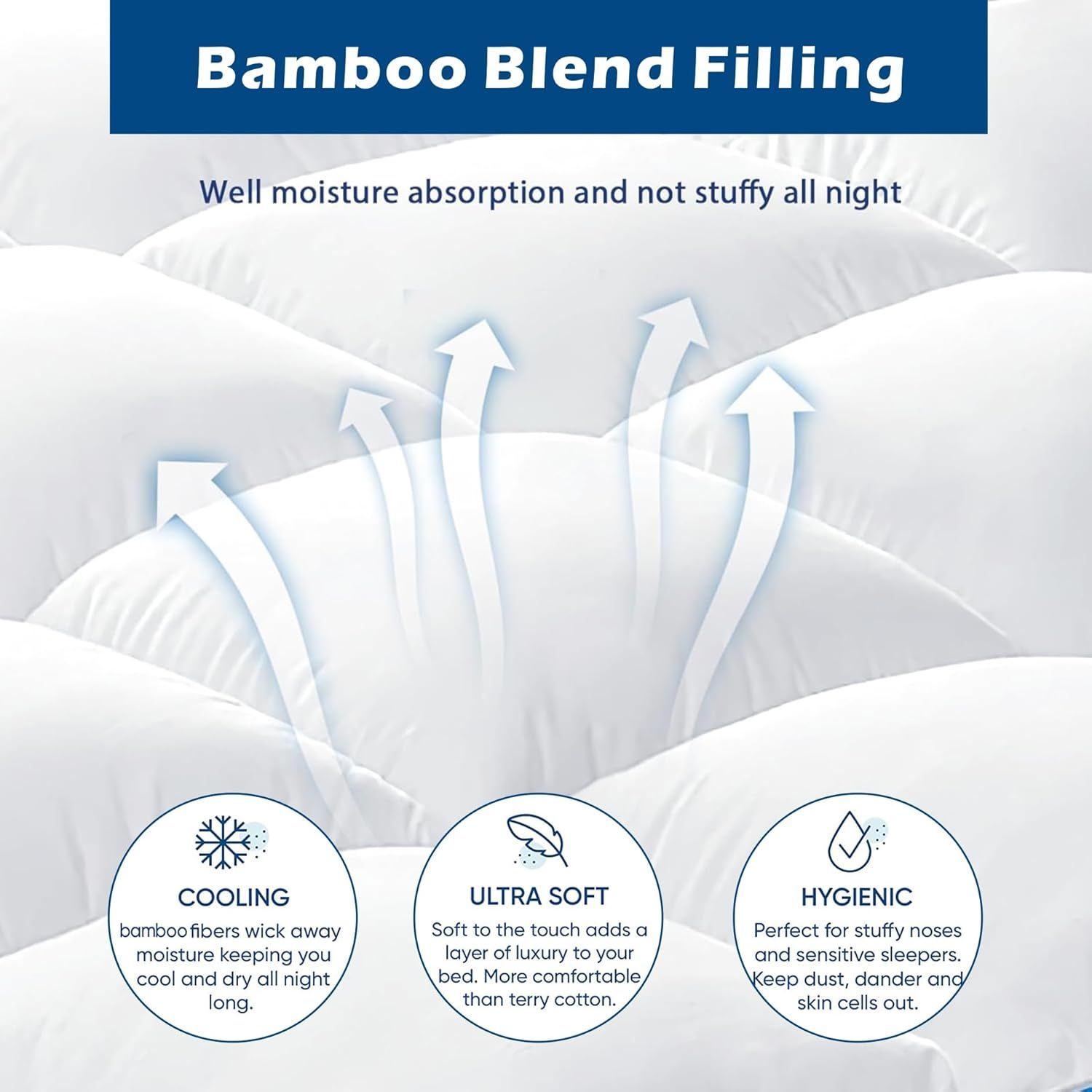 1000GSM Mattress Topper Viscose Derived from Bamboo, Thick Pillowtop Fitted Mattress Cover with 45cm Deep Skirt - Machine Washable Hypoallergenic(King,white) - Image 4