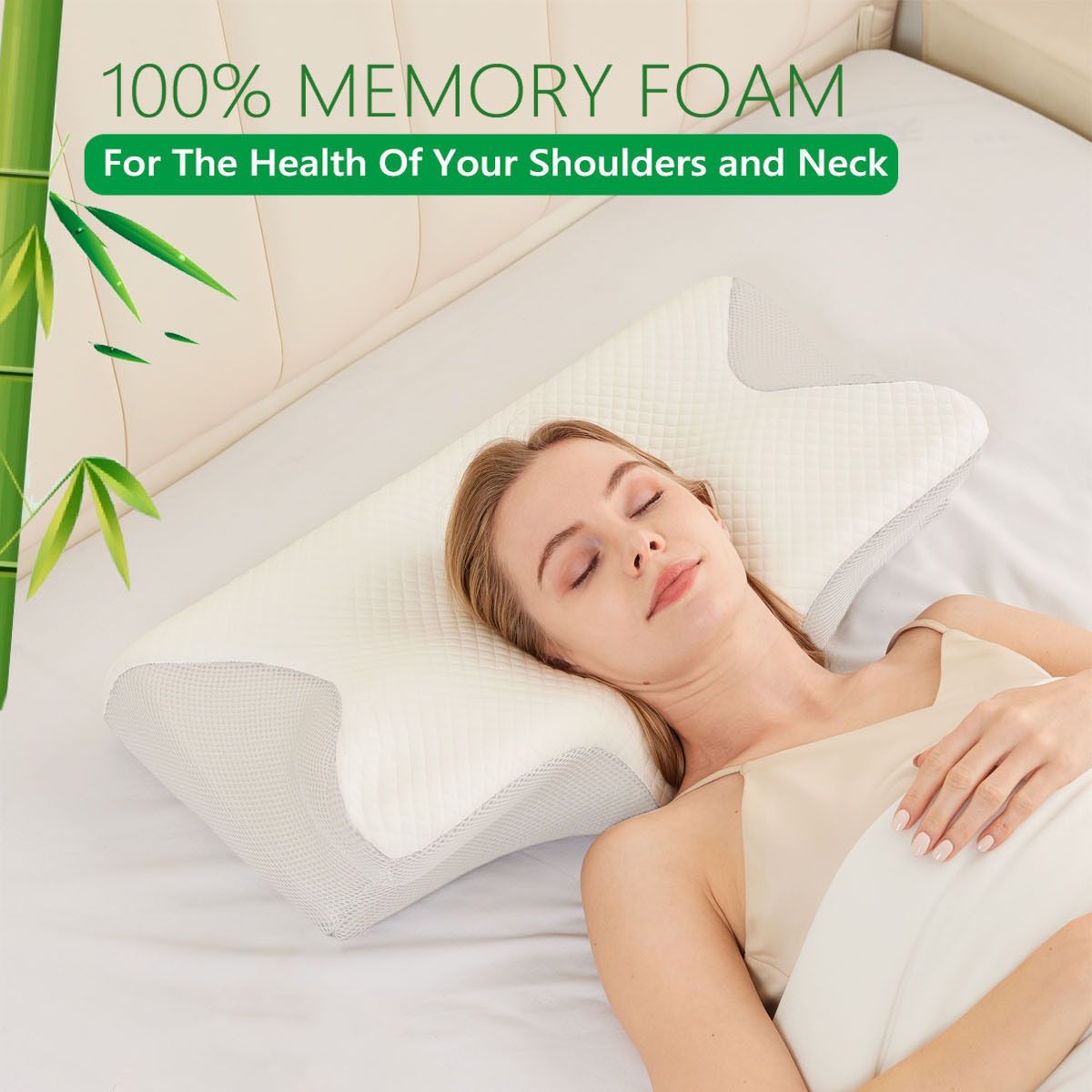 Cervical Neck Pillow for Neck Pain Relief, 2 in 1 Ergonomic Orthopedic Bed Pillow for Sleeping, Memory Foam Pillows for Side, Back & Stomach Sleepers with Removable Pillowcase - Image 1