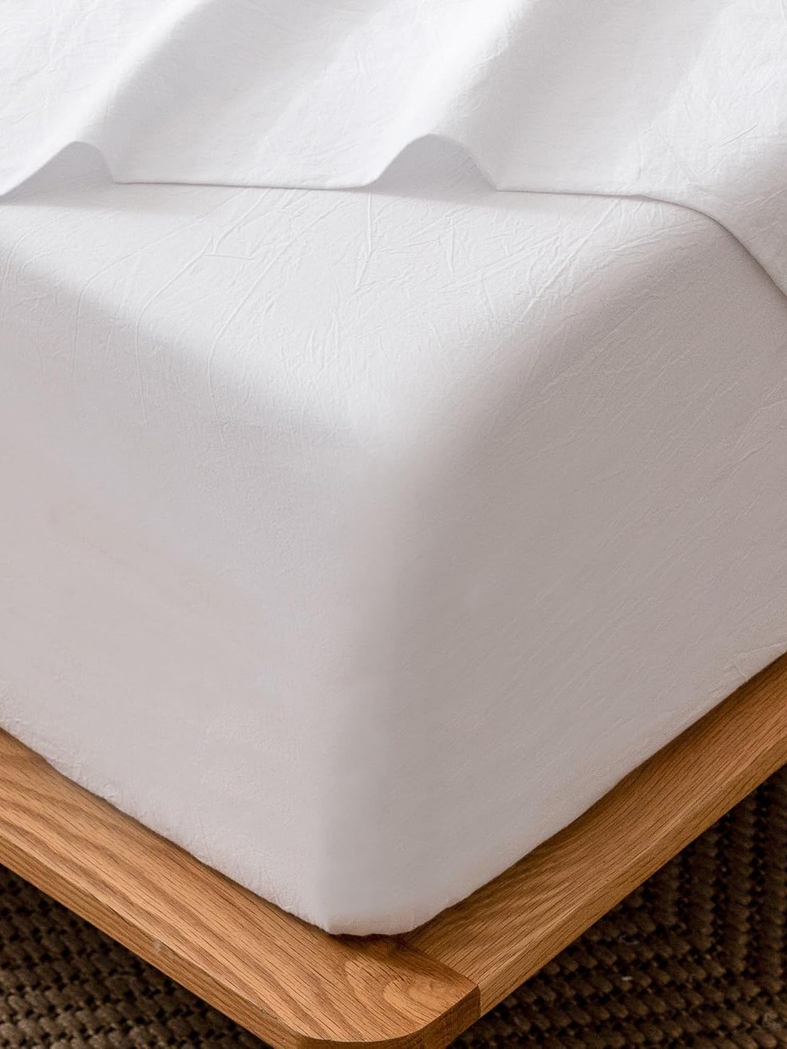 100% Cotton Fitted Sheet - Super Soft 40cm Deep Pocket Bottom Sheets - White Elastic Sheet（King,White) - Image 3