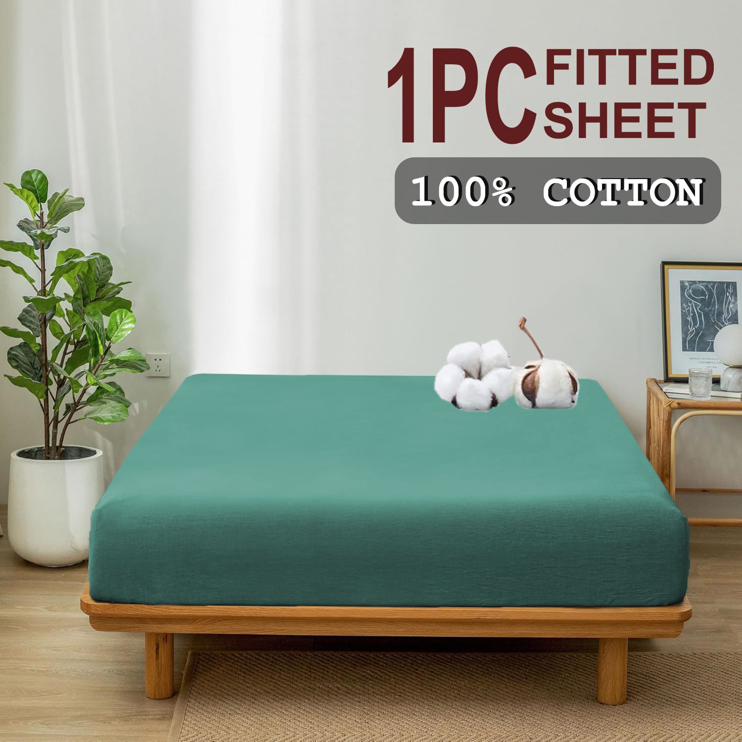 100% Cotton Fitted Sheet - Super Soft 40cm Deep Pocket Bottom Sheets - White Elastic Sheet（Queen,Biscay blue) - Image 3