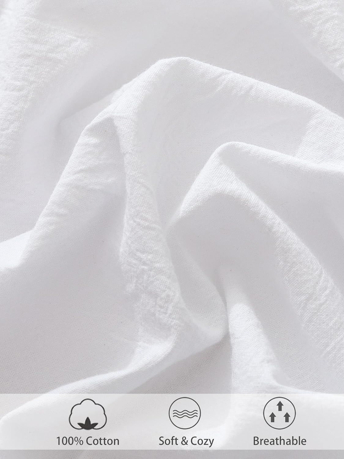 100% Cotton Fitted Sheet - Super Soft 40cm Deep Pocket Bottom Sheets - White Elastic Sheet（Super King,White) - Image 5