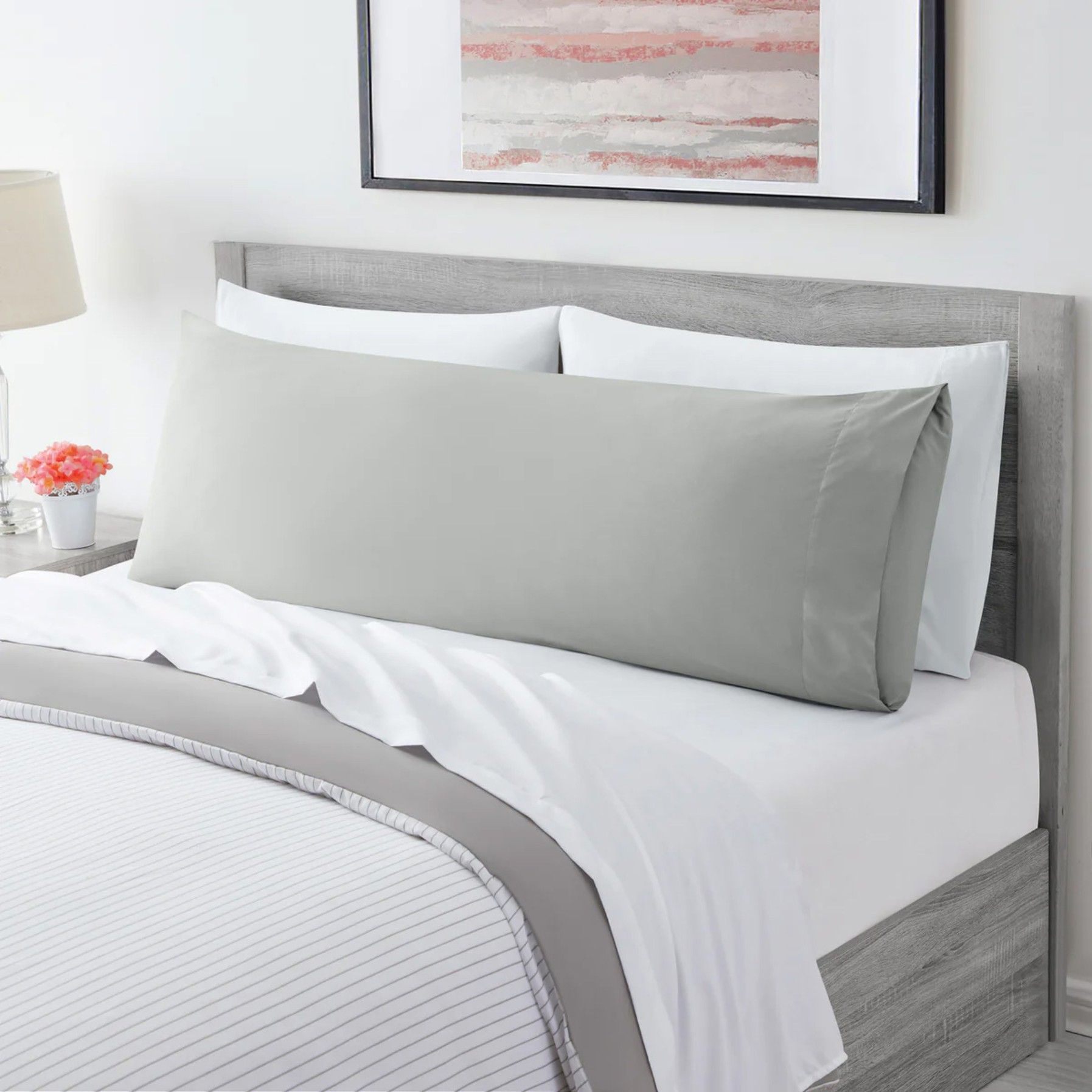 Ultra Soft Microfiber Body Pillow Cover/Pillowcases with Envelope-style pocket (50cm x 150cm Body Pillow Cover,Silver-gray) - Image 1