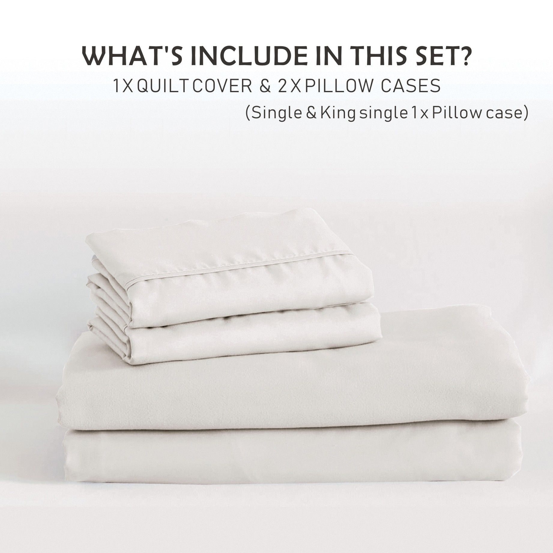 3 Piece Hotel Soft Microfiber Quilt Cover Set-2000TC Duvet/Donna Cover Set & Pillowcases -1 Quilt Cover Zipper Closure & 1 x Pillowcases-Breathable Bedding - Wrinkle, Fade, Stain Resistant(Raw white,Double) - Image 7