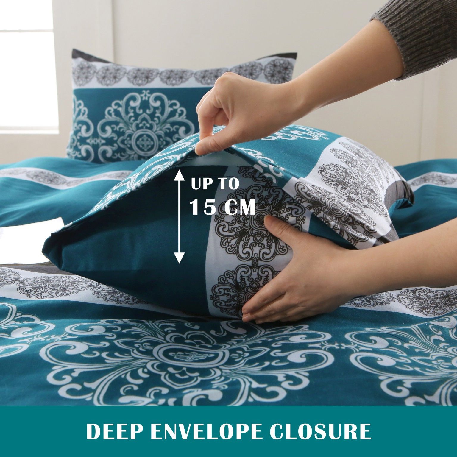 3 Piece Hotel Soft Microfiber Quilt Cover Set-2000TC Duvet/Donna Cover Set & Pillowcases -1 Quilt Cover Zipper Closure & 1 x Pillowcases-Breathable Bedding - Wrinkle, Fade, Stain Resistant(Bohemian,Double) - Image 3
