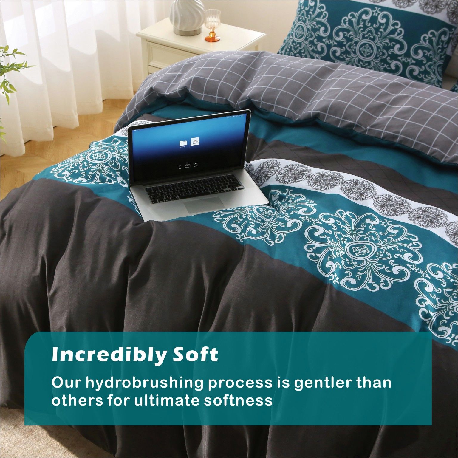 3 Piece Hotel Soft Microfiber Quilt Cover Set-2000TC Duvet/Donna Cover Set & Pillowcases -1 Quilt Cover Zipper Closure & 1 x Pillowcases-Breathable Bedding - Wrinkle, Fade, Stain Resistant(Bohemian,Double) - Image 5