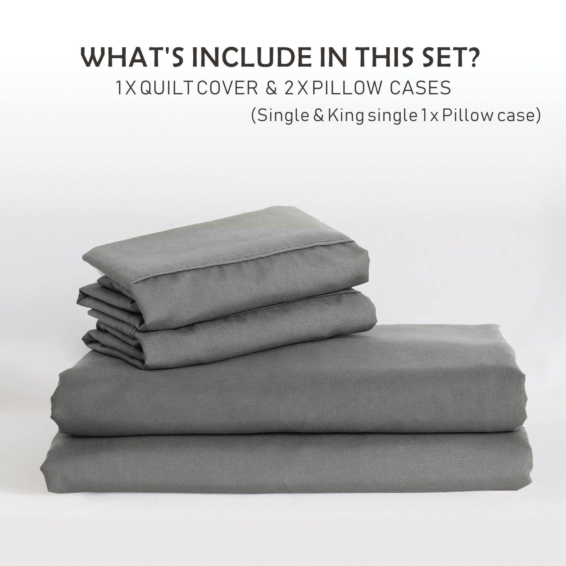 3 Piece Hotel Soft Microfiber Quilt Cover Set-2000TC Duvet/Donna Cover Set & Pillowcases -1 Quilt Cover Zipper Closure & 1 x Pillowcases-Breathable Bedding - Wrinkle, Fade, Stain Resistant(Grey,Double) - Image 7