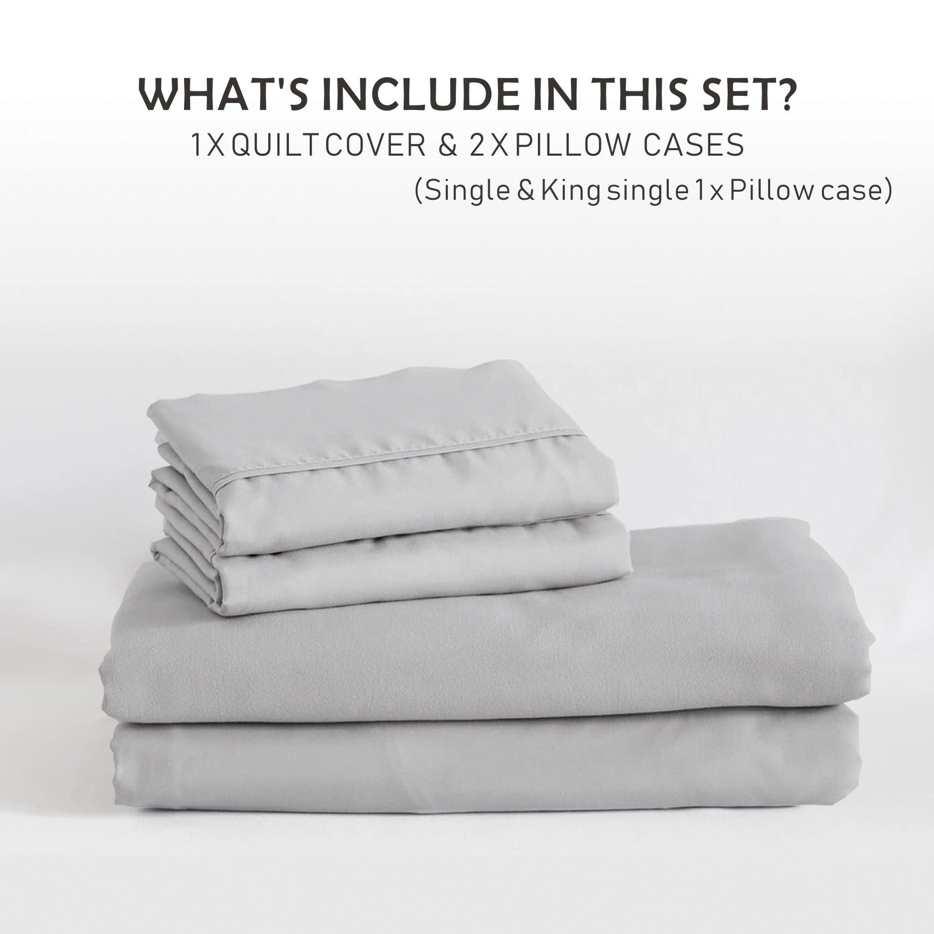 3 Piece Hotel Soft Microfiber Quilt Cover Set-2000TC Duvet/Donna Cover Set & Pillowcases -1 Quilt Cover Zipper Closure & 1 x Pillowcases-Breathable Bedding - Wrinkle, Fade, Stain Resistant(Silver-gray,Double) - Image 7