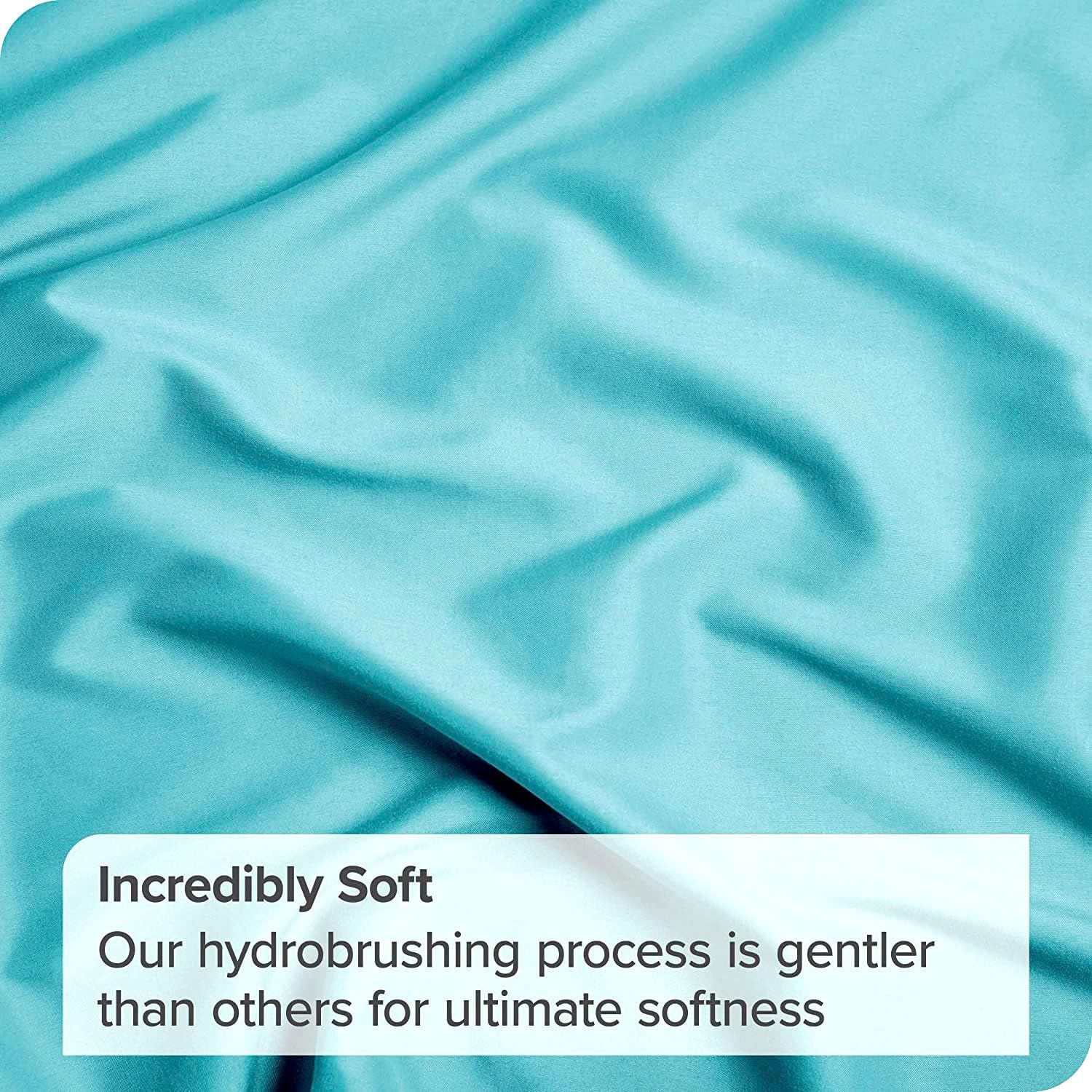 3 Piece Fitted Sheet Set- Fitted Sheet & Pillowcases -Breathable Bedding - Wrinkle, Fade, Stain Resistant- 40cm Deep Pocket Fitted Bed Sheet Set(Ice blue,Double) - Image 7
