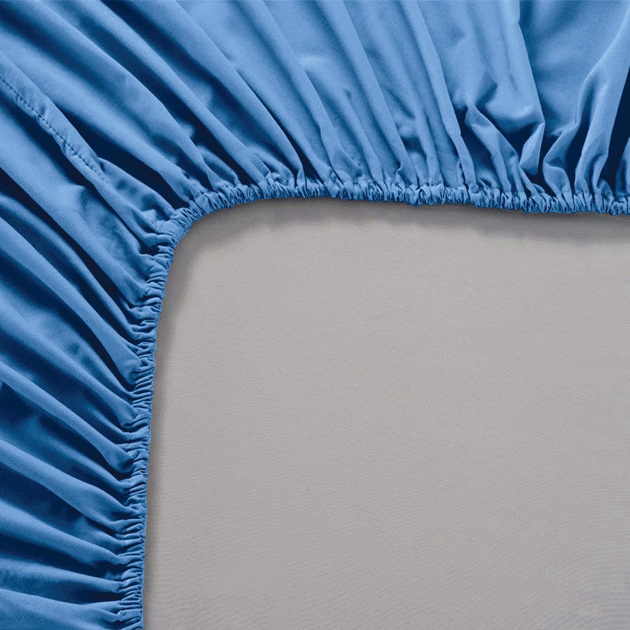 3 Piece Fitted Sheet Set- Fitted Sheet & Pillowcases -Breathable Bedding - Wrinkle, Fade, Stain Resistant- 40cm Deep Pocket Fitted Bed Sheet Set(Ocean,Double) - Image 6