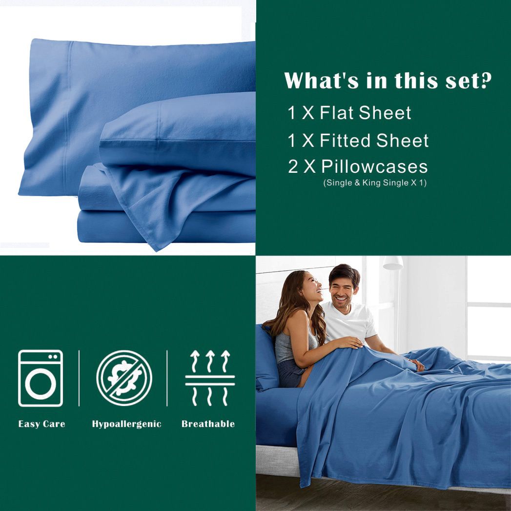 4 Piece Bed Sheet Set- Bedding Sheets & Pillowcases -Breathable Bedding - Wrinkle, Fade, Stain Resistant-Deep Pocket Flat Fitted Bed Sheet Set(Ocean,Double) - Image 7