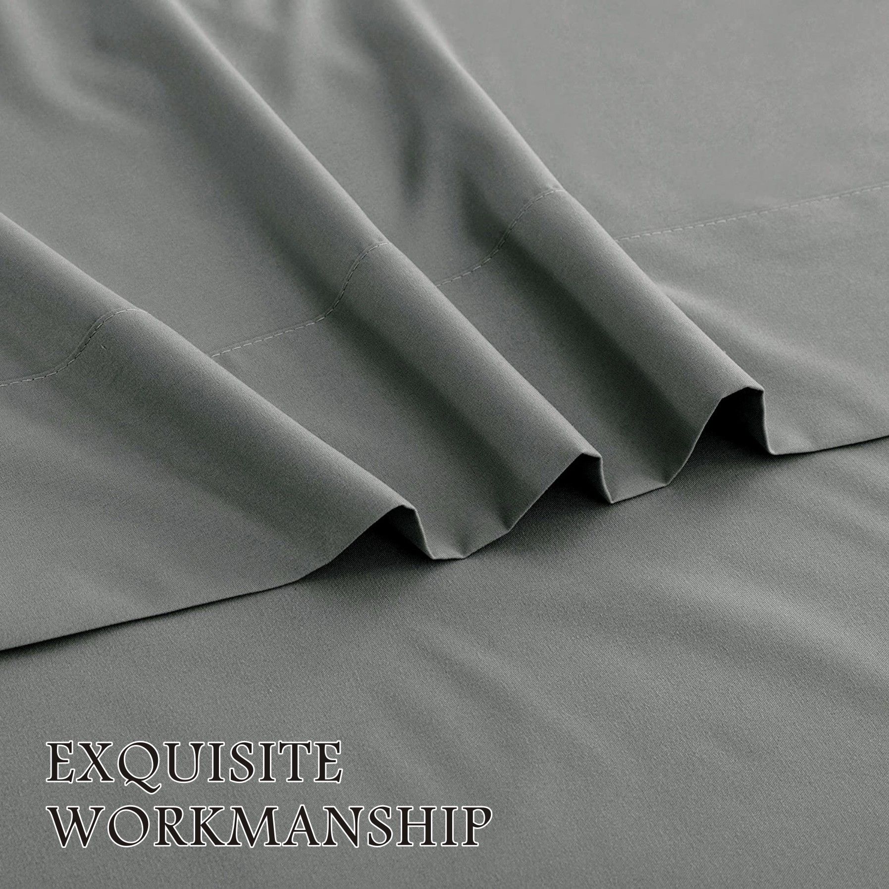 4 Piece Bed Sheet Set- Bedding Sheets & Pillowcases -Breathable Bedding - Wrinkle, Fade, Stain Resistant-Deep Pocket Flat Fitted Bed Sheet Set(Grey,Double) - Image 4