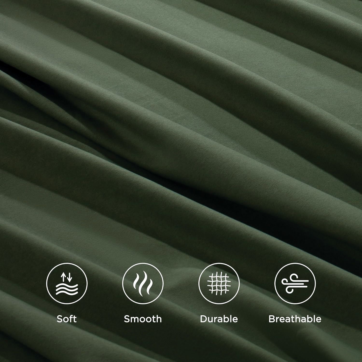 4 Piece Bed Sheet Set- Bedding Sheets & Pillowcases -Breathable Bedding - Wrinkle, Fade, Stain Resistant-Deep Pocket Flat Fitted Bed Sheet Set(Olive green,Double) - Image 3