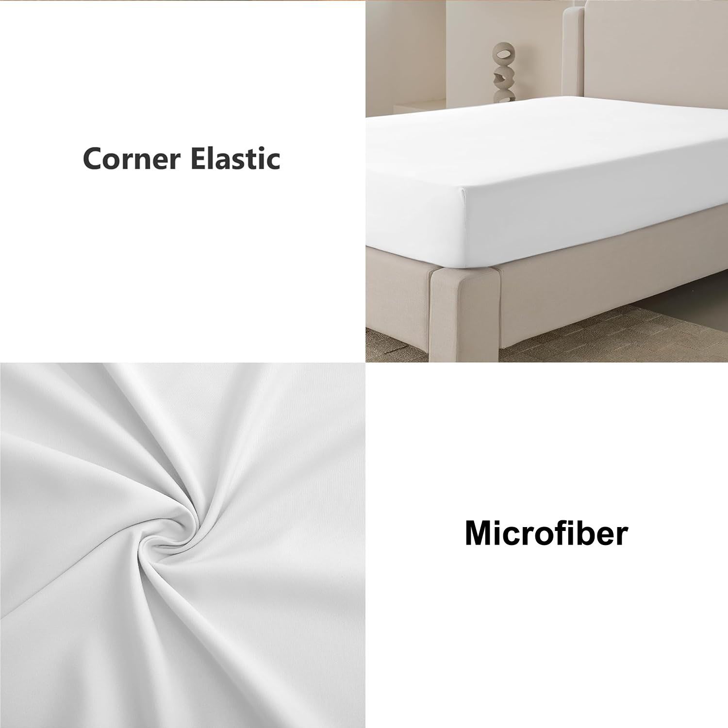 Hotel Quality Fitted Sheet - 1 Piece Fitted Sheet  -Breathable Bedding - Wrinkle, Fade, Stain Resistant- 16inch/40cm Deep Pocket Fitted Bed Sheet-Wrinkle and Fade Resistant,(White,Double) - Image 3
