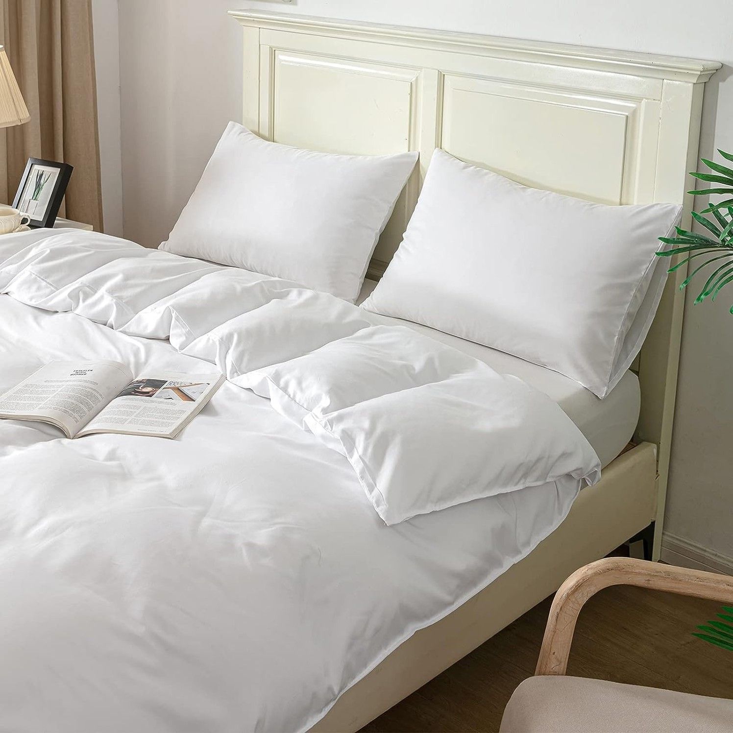 3 Piece Hotel Soft Microfiber Quilt Cover Set-2000TC Duvet/Donna Cover Set & Pillowcases -1 Quilt Cover Zipper Closure & 1 x Pillowcases-Breathable Bedding - Wrinkle, Fade, Stain Resistant(White,King) - Image 5