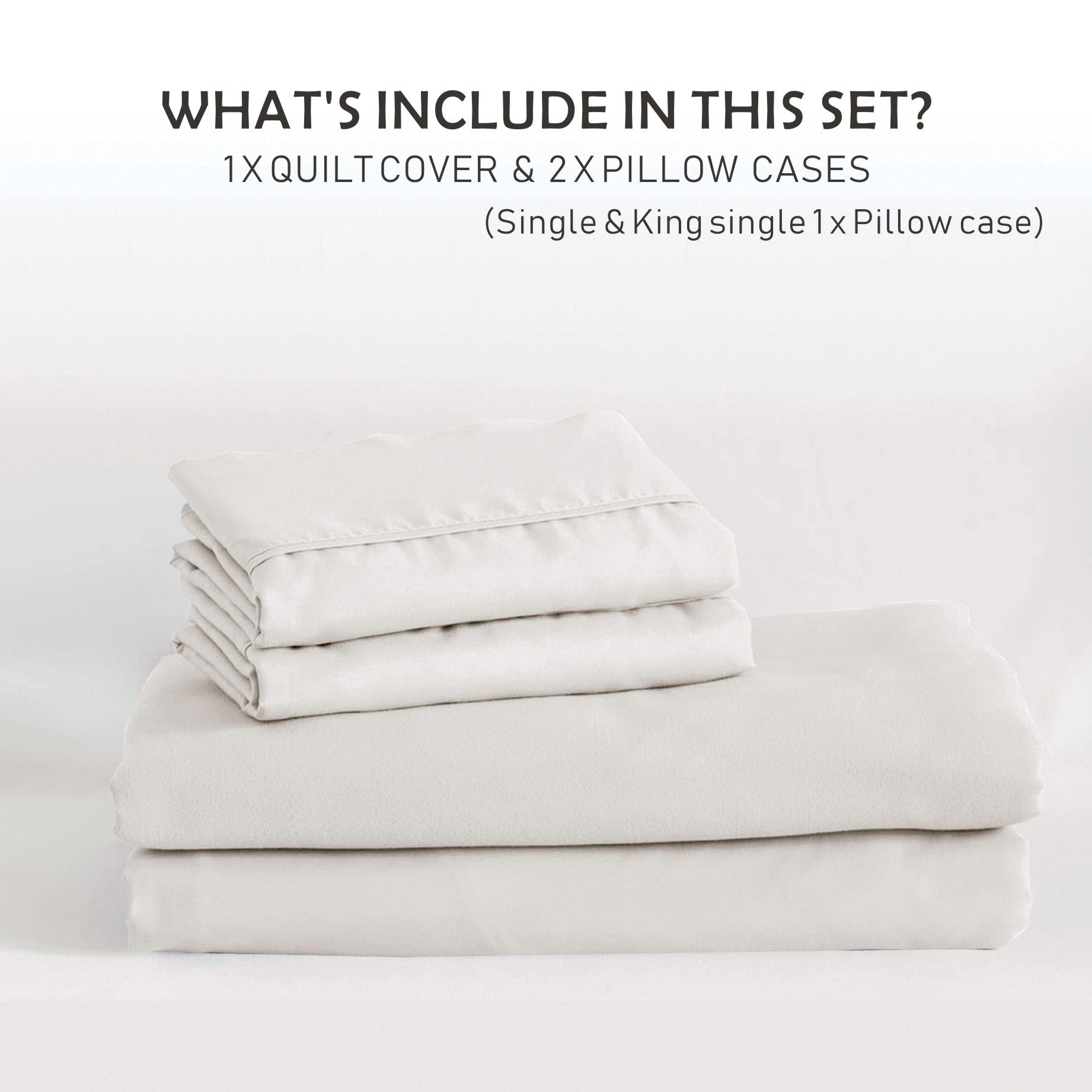 3 Piece Hotel Soft Microfiber Quilt Cover Set-2000TC Duvet/Donna Cover Set & Pillowcases -1 Quilt Cover Zipper Closure & 1 x Pillowcases-Breathable Bedding - Wrinkle, Fade, Stain Resistant(Raw white,King) - Image 7