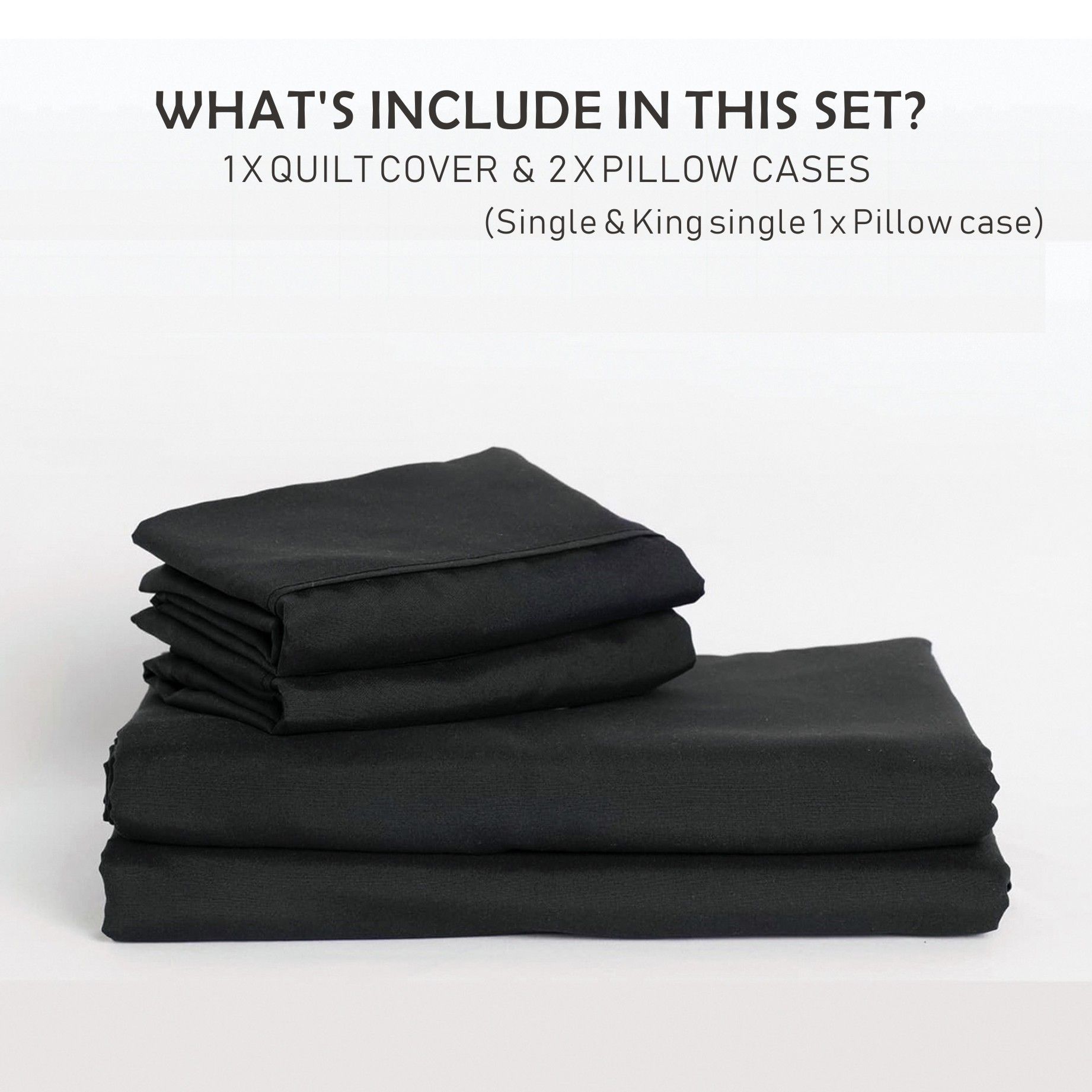 3 Piece Hotel Soft Microfiber Quilt Cover Set-2000TC Duvet/Donna Cover Set & Pillowcases -1 Quilt Cover Zipper Closure & 1 x Pillowcases-Breathable Bedding - Wrinkle, Fade, Stain Resistant(Black,King) - Image 6