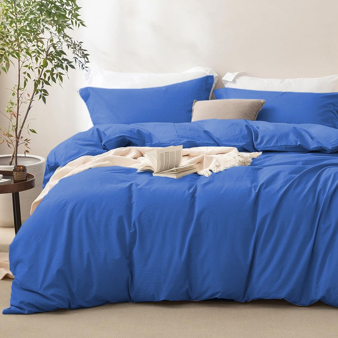 3 Piece Hotel Soft Microfiber Quilt Cover Set-2000TC Duvet/Donna Cover Set & Pillowcases -1 Quilt Cover Zipper Closure & 1 x Pillowcases-Breathable Bedding - Wrinkle, Fade, Stain Resistant(Royal blue,King) - Image 1