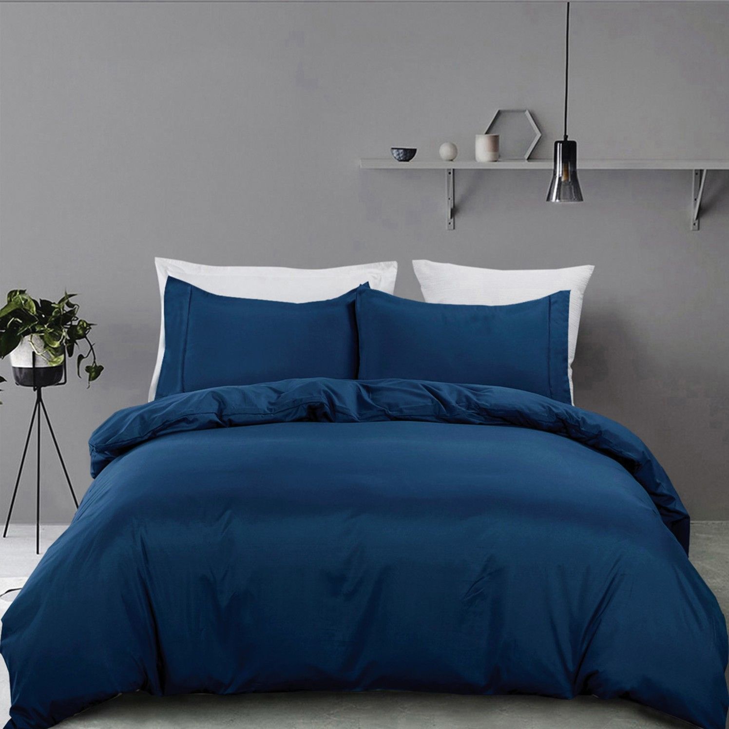 3 Piece Hotel Soft Microfiber Quilt Cover Set-2000TC Duvet/Donna Cover Set & Pillowcases -1 Quilt Cover Zipper Closure & 1 x Pillowcases-Breathable Bedding - Wrinkle, Fade, Stain Resistant(Navy,King) - Image 6