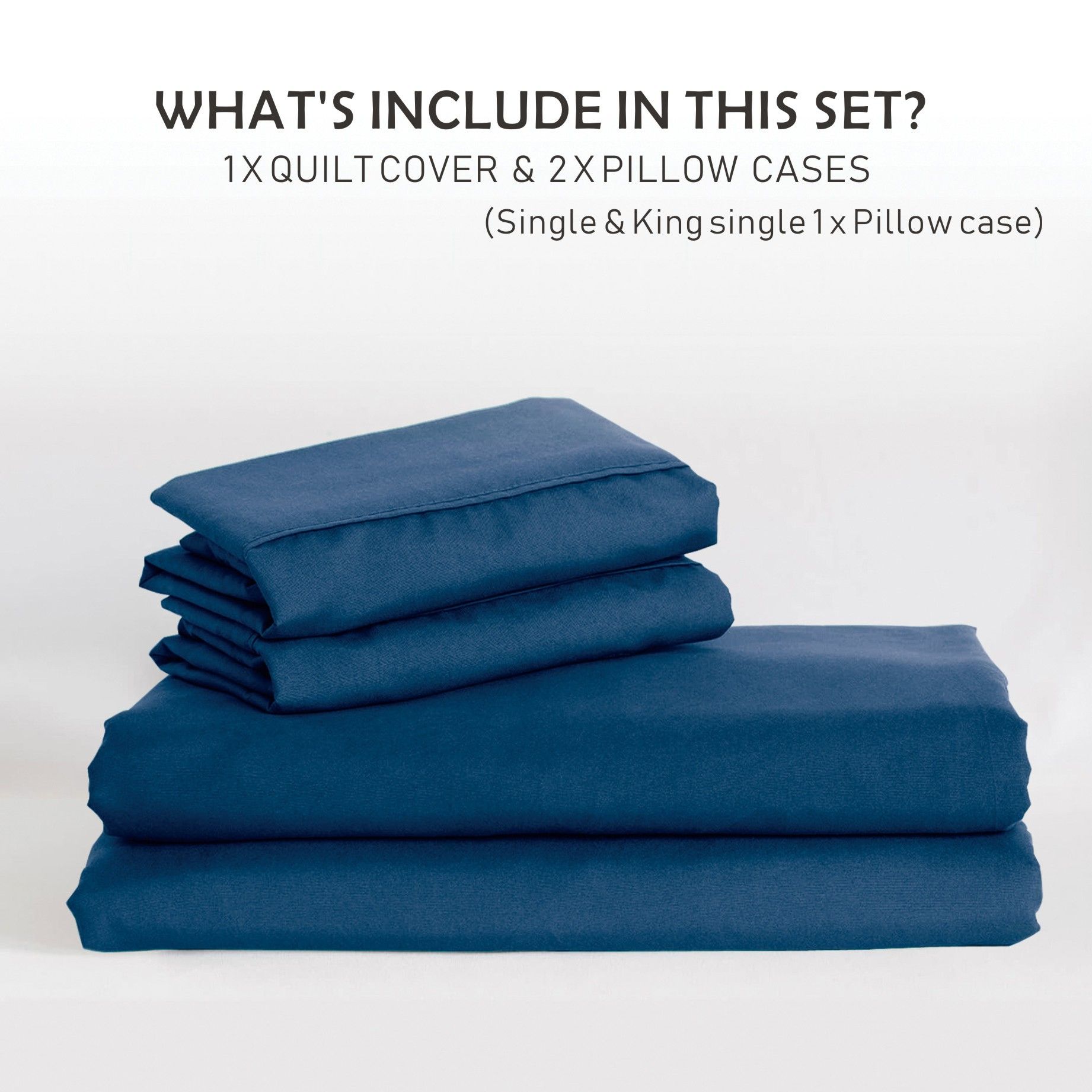 3 Piece Hotel Soft Microfiber Quilt Cover Set-2000TC Duvet/Donna Cover Set & Pillowcases -1 Quilt Cover Zipper Closure & 1 x Pillowcases-Breathable Bedding - Wrinkle, Fade, Stain Resistant(Navy,King) - Image 7