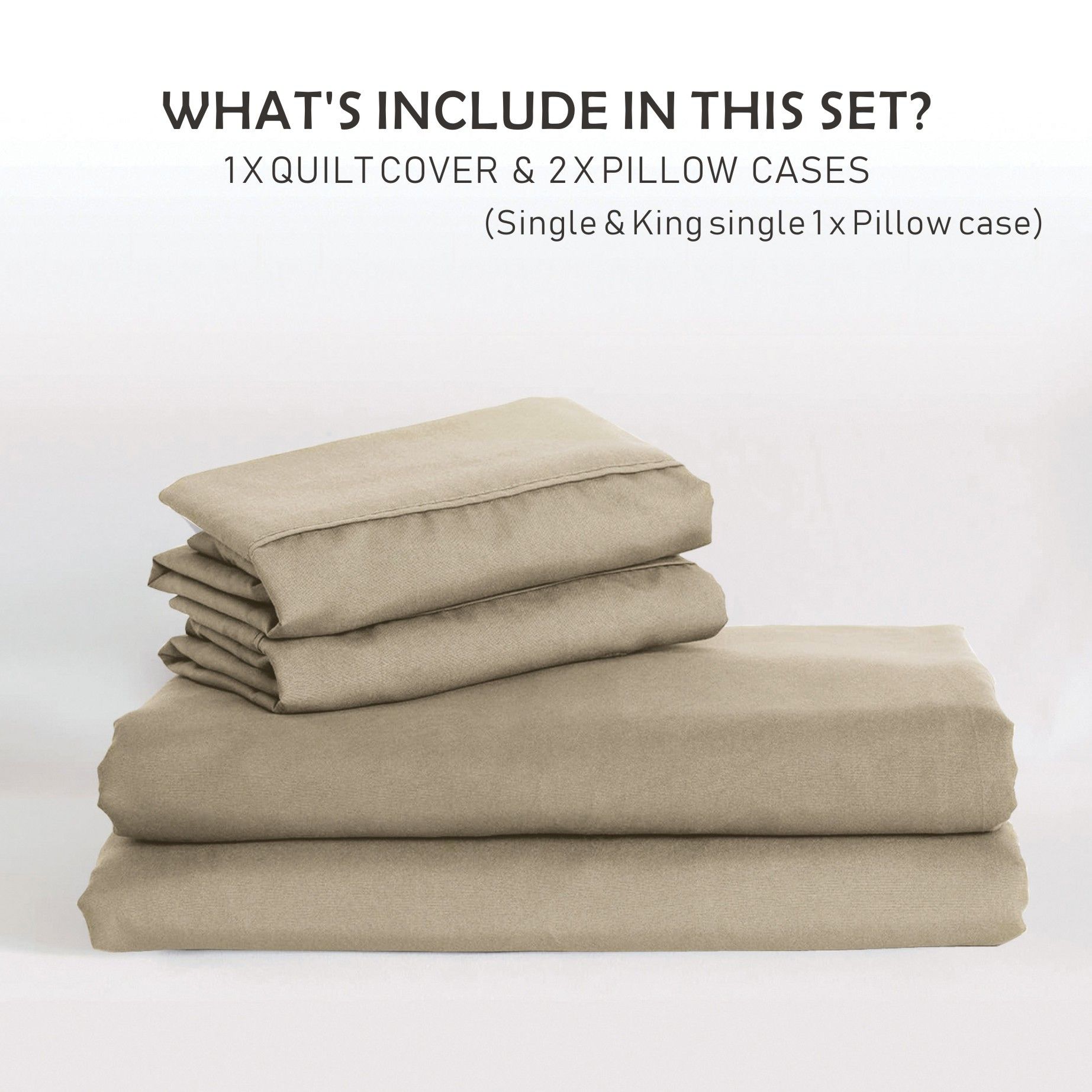 3 Piece Hotel Soft Microfiber Quilt Cover Set-2000TC Duvet/Donna Cover Set & Pillowcases -1 Quilt Cover Zipper Closure & 1 x Pillowcases-Breathable Bedding - Wrinkle, Fade, Stain Resistant(Camel Beige,King) - Image 6