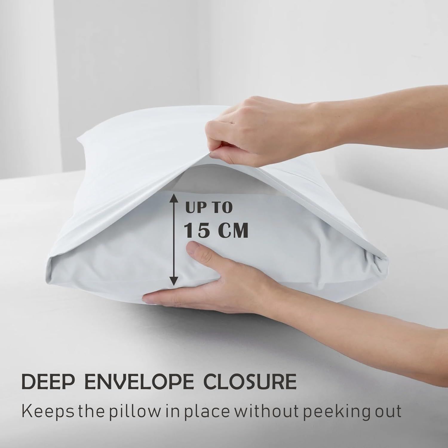 3 Piece Fitted Sheet Set- Fitted Sheet & Pillowcases -Breathable Bedding - Wrinkle, Fade, Stain Resistant- 40cm Deep Pocket Fitted Bed Sheet Set(White,King) - Image 4