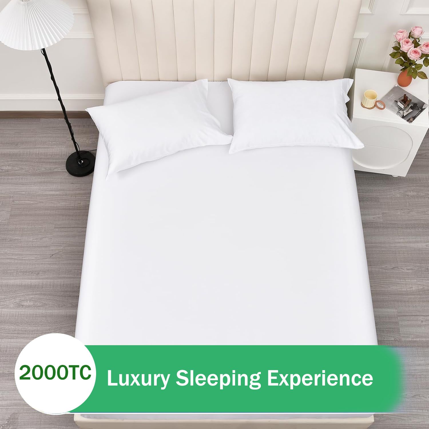 3 Piece Fitted Sheet Set- Fitted Sheet & Pillowcases -Breathable Bedding - Wrinkle, Fade, Stain Resistant- 40cm Deep Pocket Fitted Bed Sheet Set(Raw white,King) - Image 5