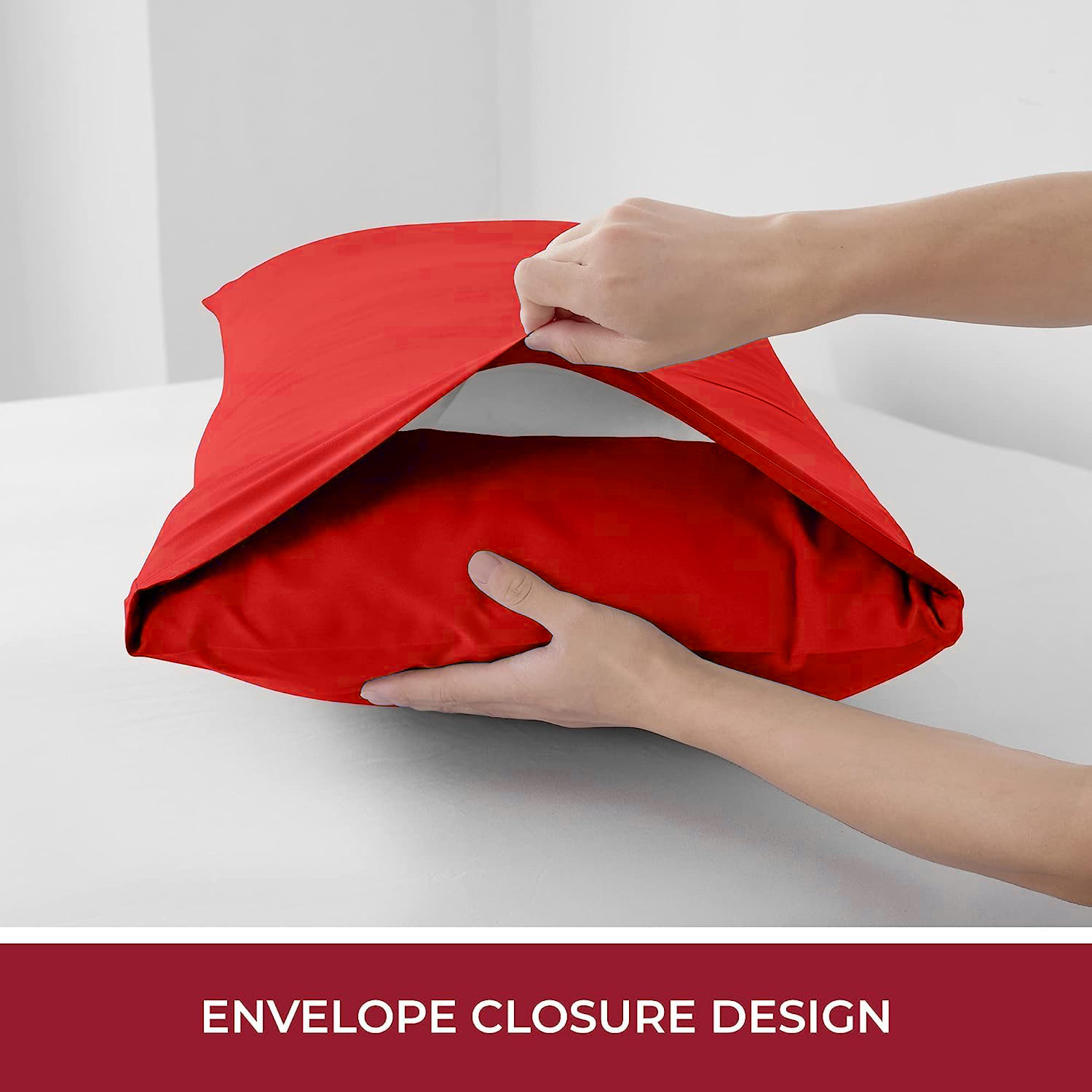 3 Piece Fitted Sheet Set- Fitted Sheet & Pillowcases -Breathable Bedding - Wrinkle, Fade, Stain Resistant- 40cm Deep Pocket Fitted Bed Sheet Set(Red,King) - Image 5