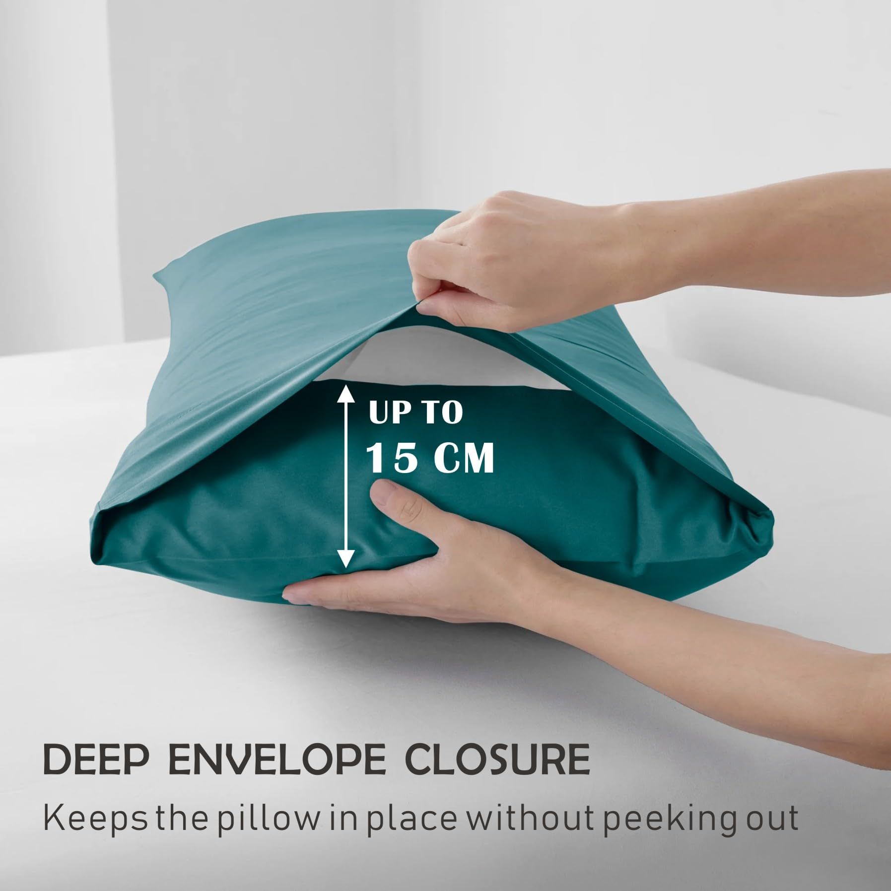 3 Piece Fitted Sheet Set- Fitted Sheet & Pillowcases -Breathable Bedding - Wrinkle, Fade, Stain Resistant- 40cm Deep Pocket Fitted Bed Sheet Set(Biscay blue,King) - Image 5