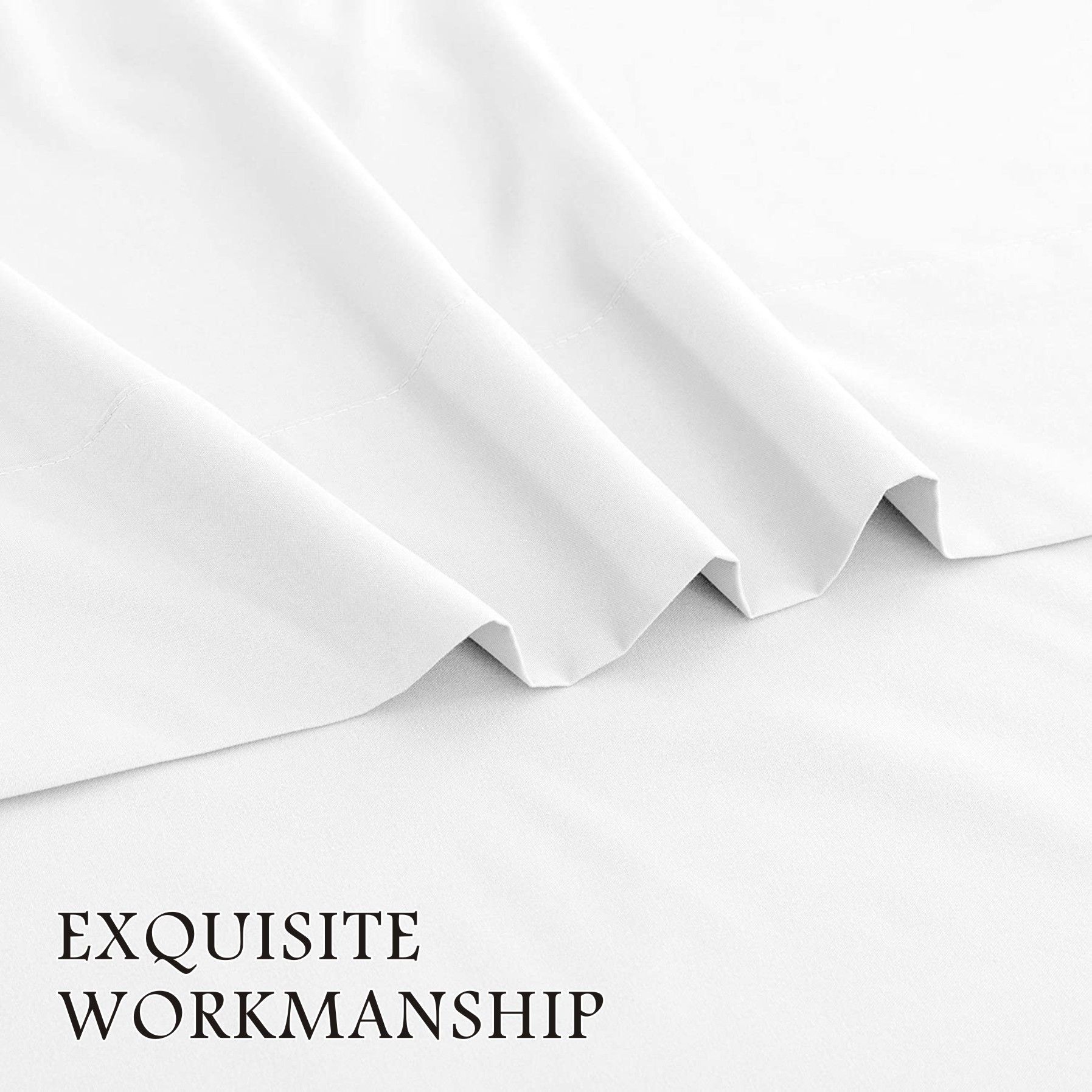 4 Piece Bed Sheet Set- Bedding Sheets & Pillowcases -Breathable Bedding - Wrinkle, Fade, Stain Resistant-Deep Pocket Flat Fitted Bed Sheet Set(White,King) - Image 4