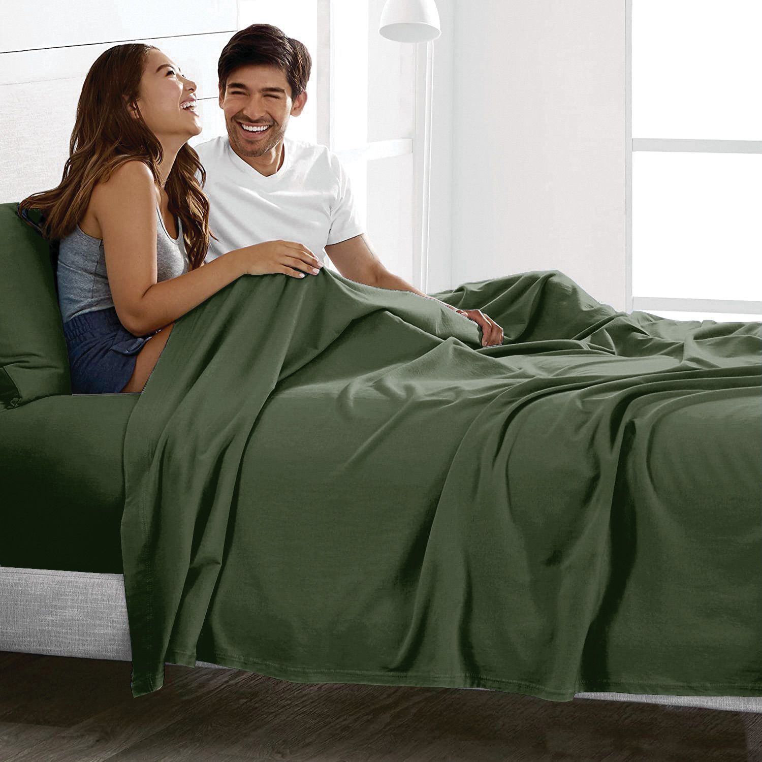 4 Piece Bed Sheet Set- Bedding Sheets & Pillowcases -Breathable Bedding - Wrinkle, Fade, Stain Resistant-Deep Pocket Flat Fitted Bed Sheet Set(Olive green,King) - Image 5