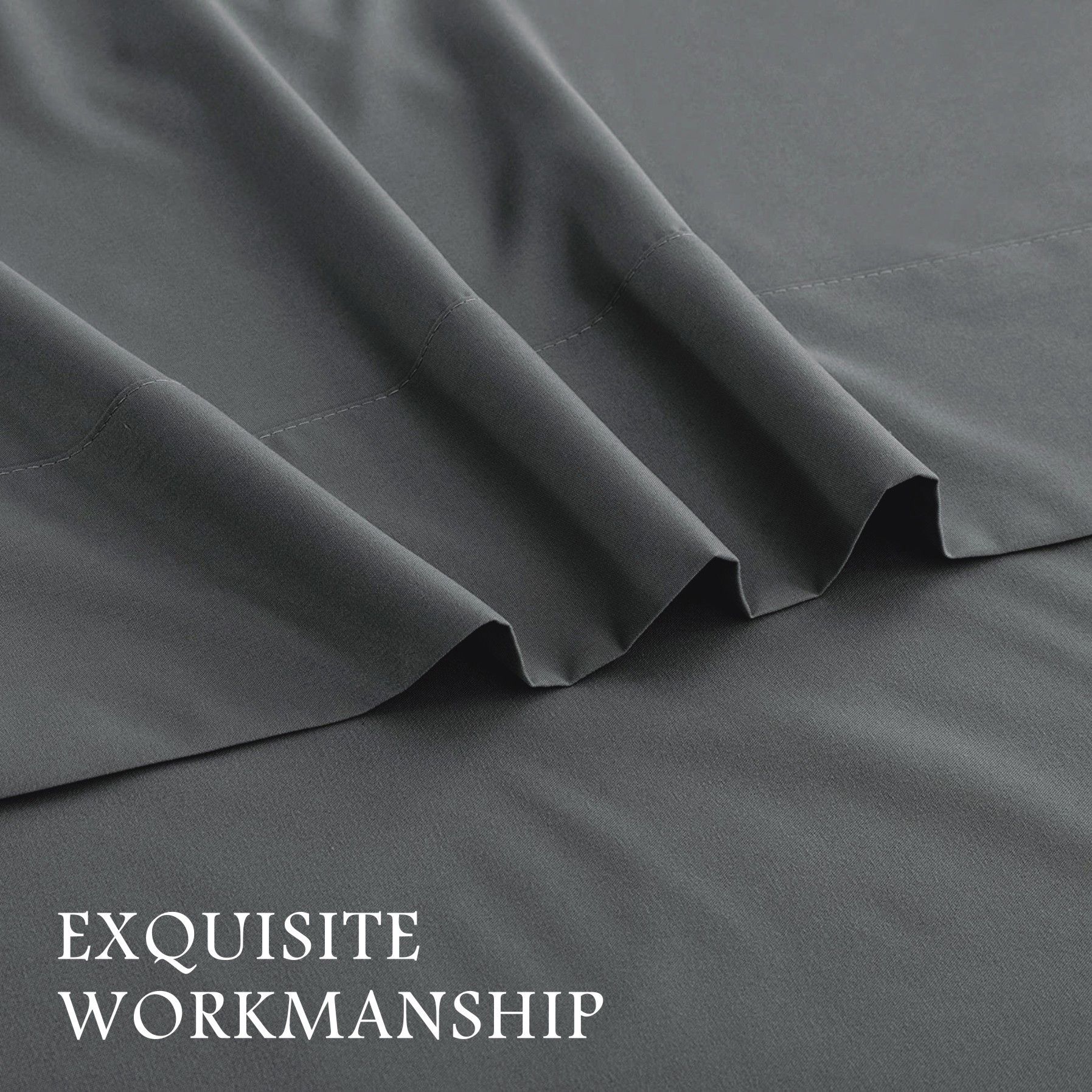 4 Piece Bed Sheet Set- Bedding Sheets & Pillowcases -Breathable Bedding - Wrinkle, Fade, Stain Resistant-Deep Pocket Flat Fitted Bed Sheet Set(Dark gray,King) - Image 3